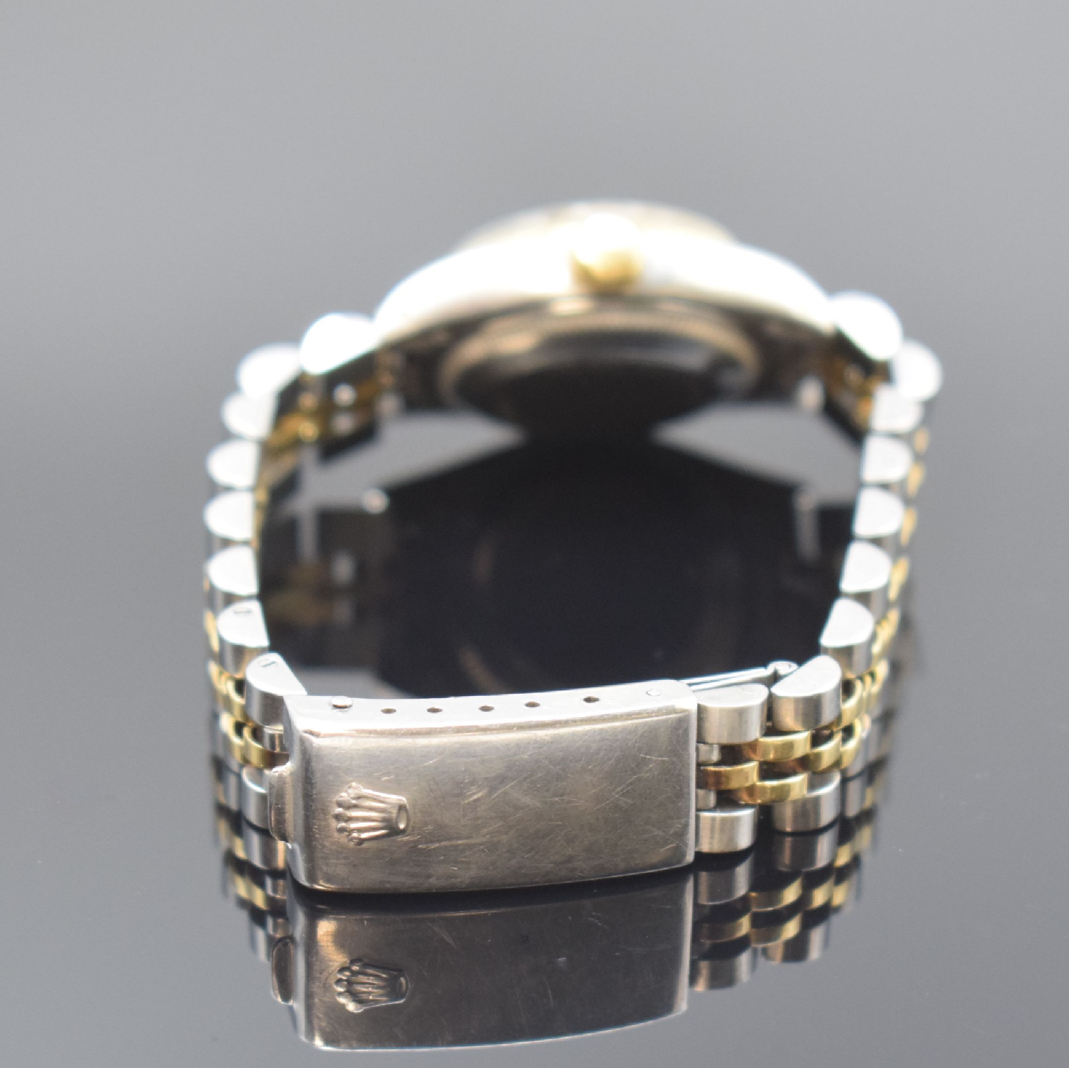 Detail b: ROLEX Damenarmbanduhr Oyster Perpetual Date Referenz 6917, Schweiz um 1979, Automatik, Edelstahl und Gold komb., Jubileeband mit Faltschl., verschr. ...