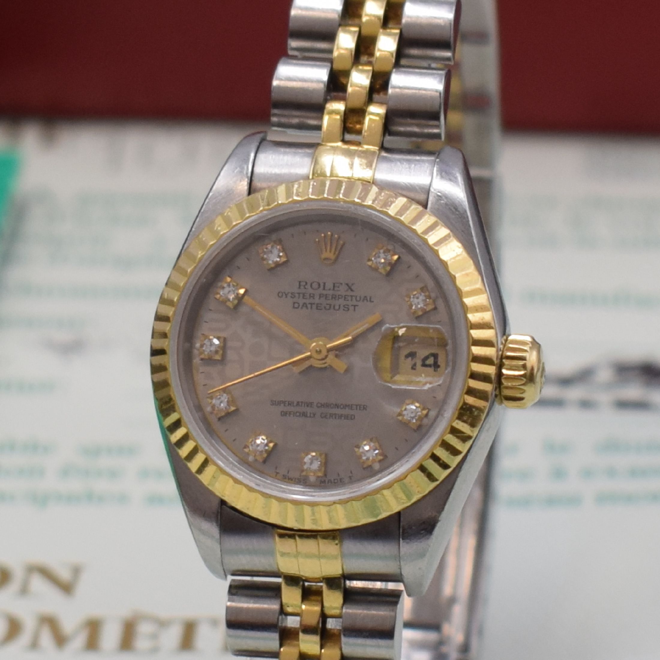 Detail a: ROLEX Damenarmbanduhr Oyster Perpetual Datejust Referenz 69173, Schweiz um 1995, Automatik, Edelstahl/Gold komb., verschr. Oystergeh., Jubileeband m. ...