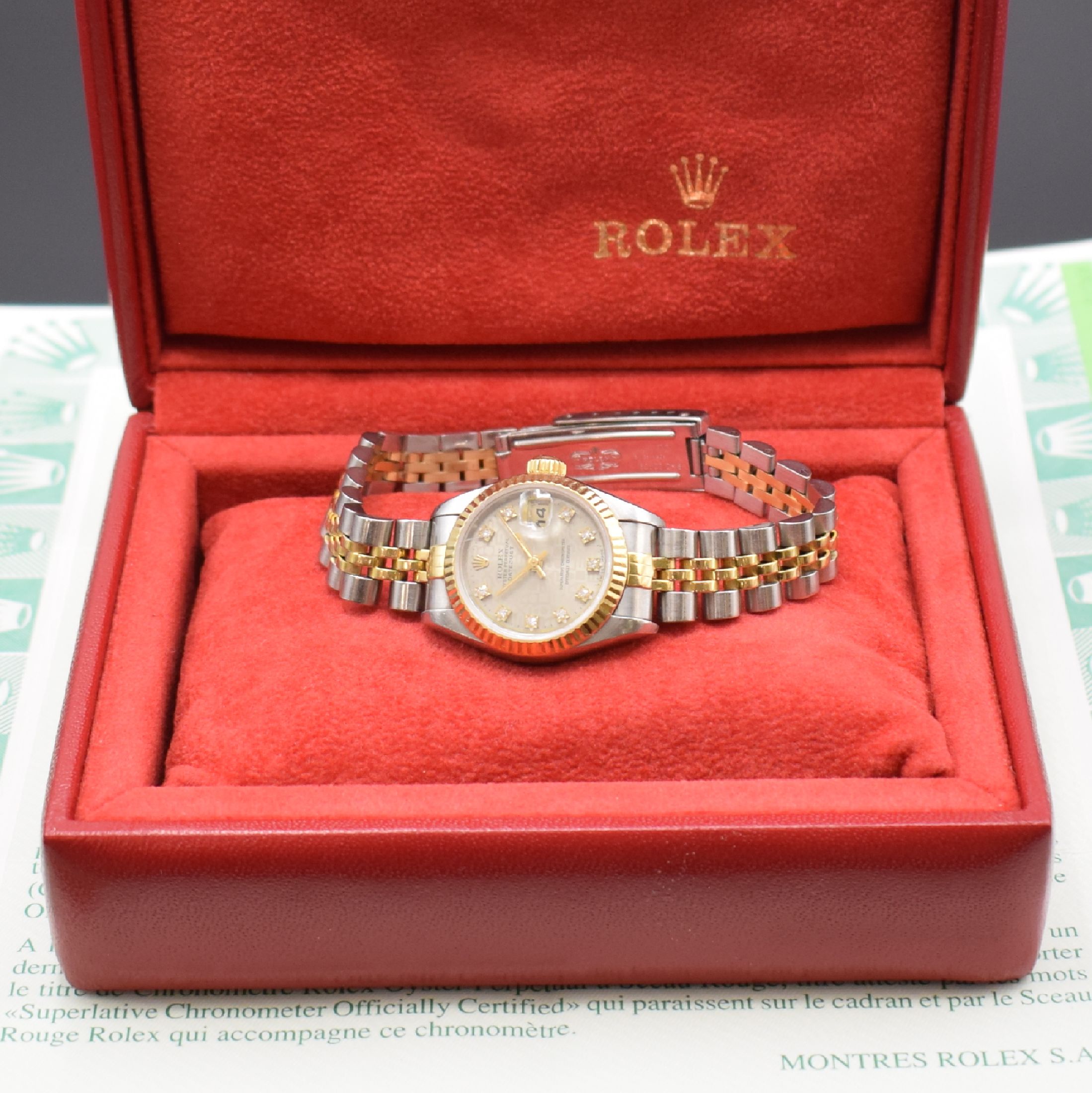 Detail e: ROLEX Damenarmbanduhr Oyster Perpetual Datejust Referenz 69173, Schweiz um 1995, Automatik, Edelstahl/Gold komb., verschr. Oystergeh., Jubileeband m. ...