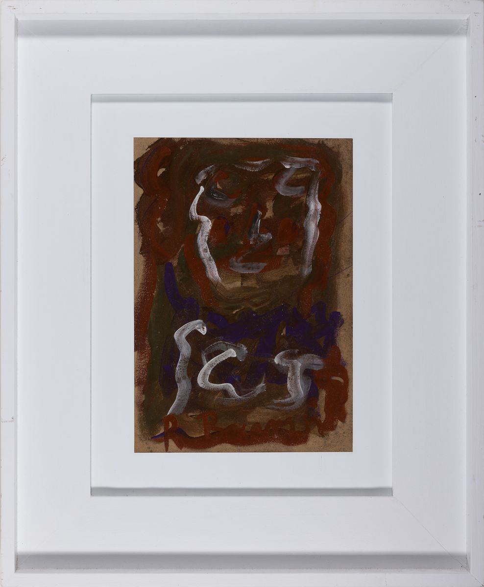Detail o: Rudi Baerwind, 1912-1982 Mannheim, dreimal Mischtechnik auf Papier, a. mit Porträt, ca. 29 x 20 cm, Porträt 38.5 x 26.5 cm, c. stehende Person, ca. ...