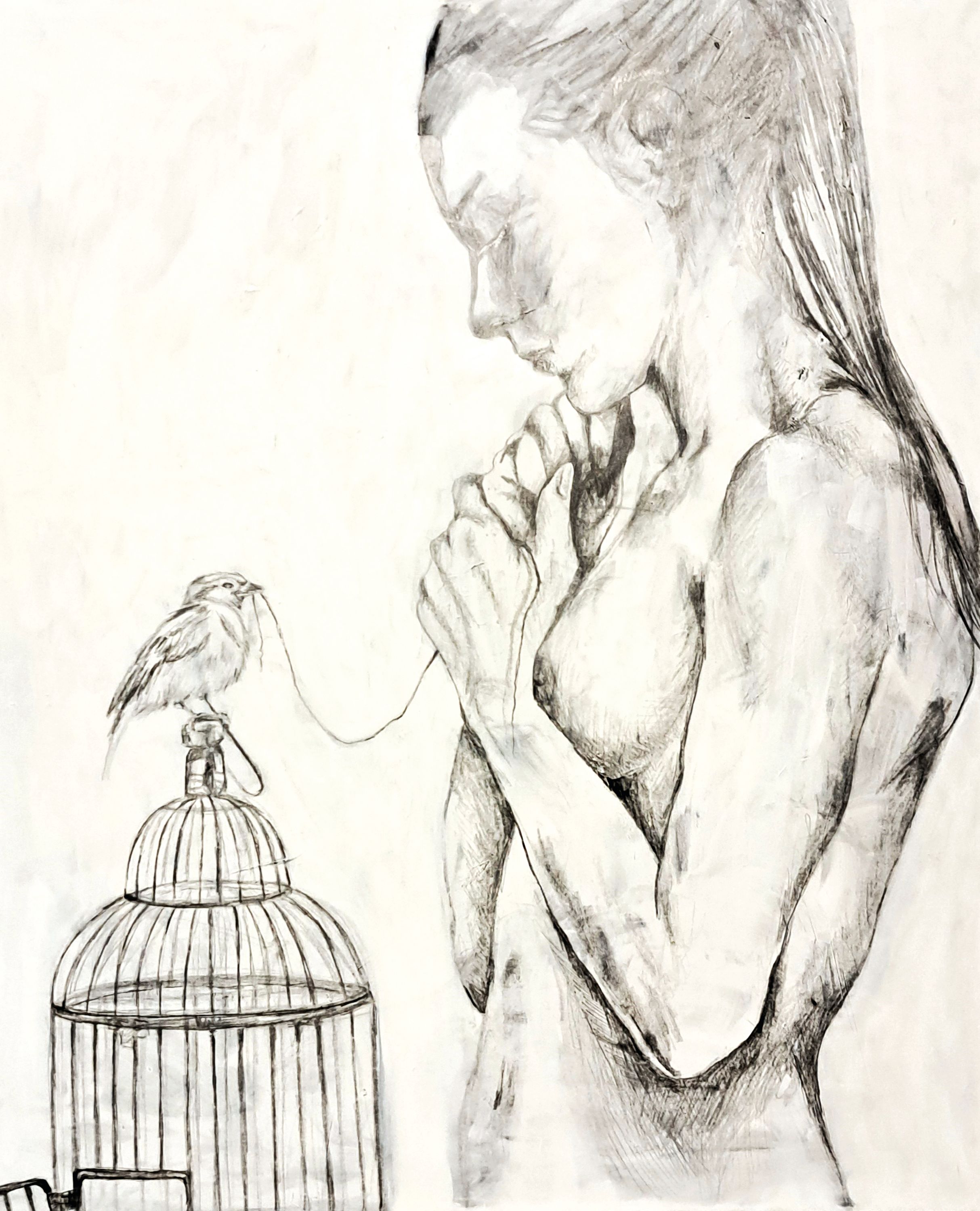 Izabela Butroni, geb. 1970 Koszalin/Polen, "Frei verbunden", signiert, Acryl und Bleistift auf Lwd, 120x100 cm; Kunststudium an der ...
