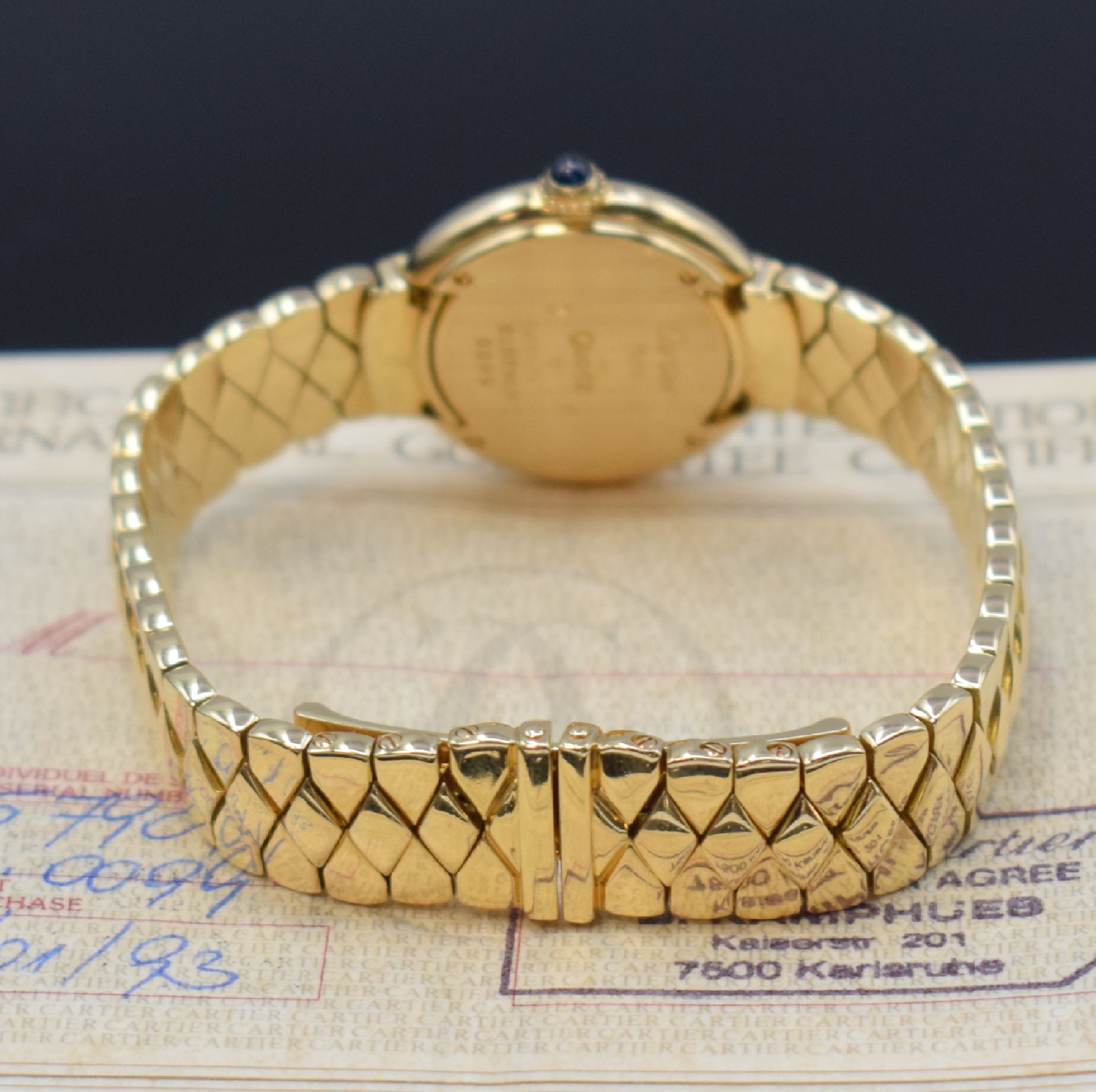 Detail b: CARTIER Paris seltene Damenarmbanduhr Vendome in GG 750/000 Referenz 8157907, Schweiz verk. 01/1993 lt. beil. orig. Zertifikat, quarz, 2-teil. Geh., ...