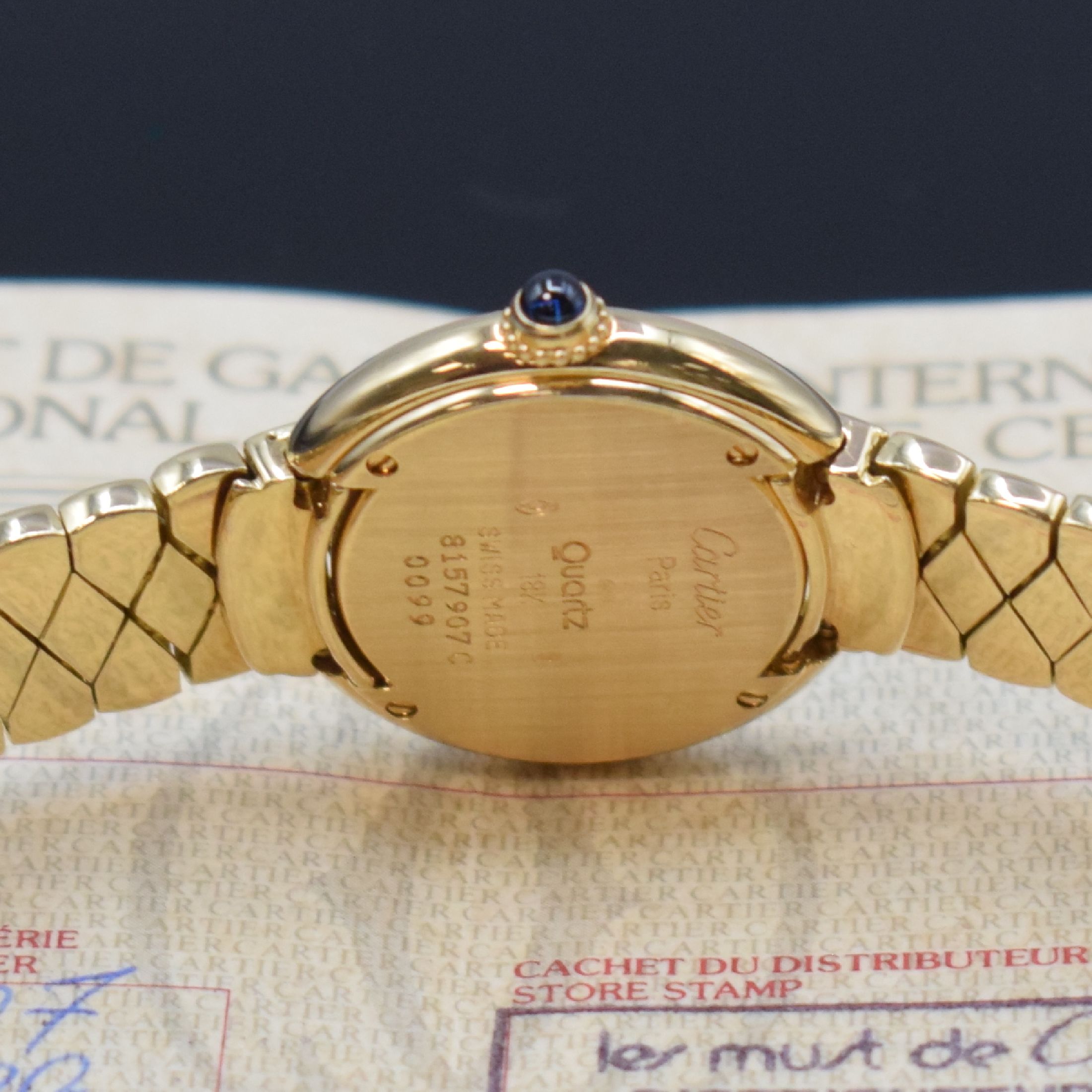 Detail d: CARTIER Paris seltene Damenarmbanduhr Vendome in GG 750/000 Referenz 8157907, Schweiz verk. 01/1993 lt. beil. orig. Zertifikat, quarz, 2-teil. Geh., ...