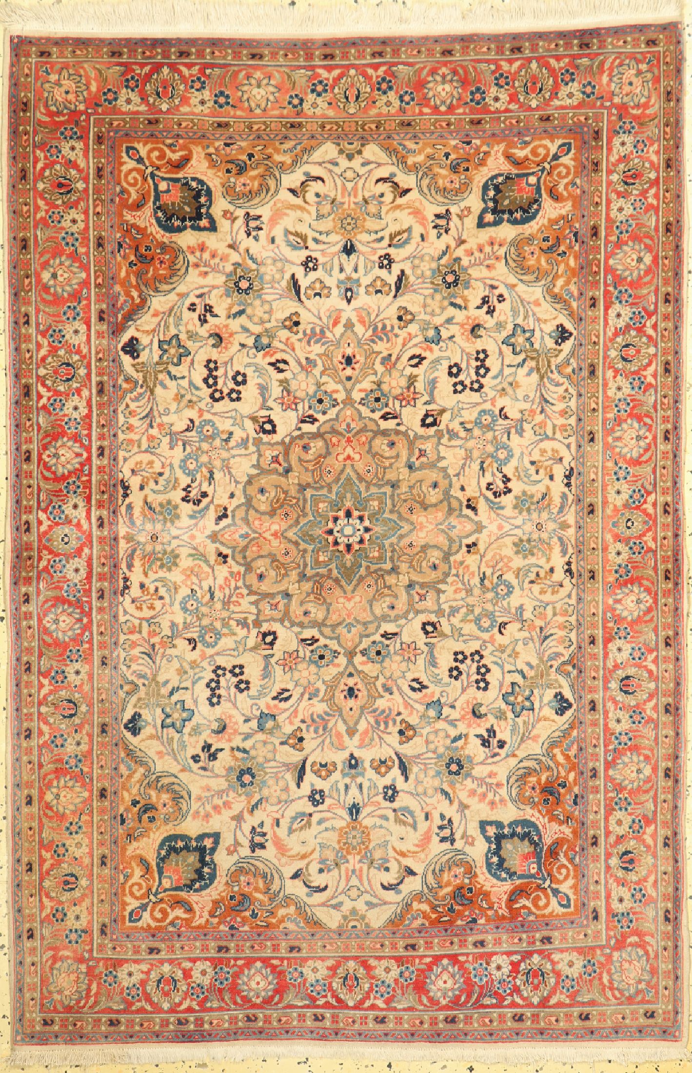 Sarogh Kork fein, Persien, um 1960, Korkwolle auf Baumwolle, ca. 159 x 107 cm, Reinigungsbedürftig, EHZ: 2