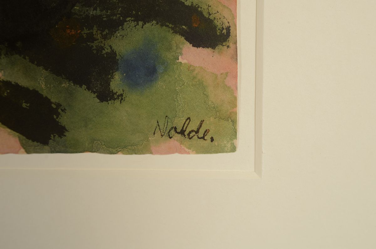 Detail a: Emil Nolde, 1867 - 1956, Aquarell und Tuschpinsel auf Japanpapier, Blumenstillleben aus der Südsee, weltbekannte Reise des Künstler 1913/14, ...