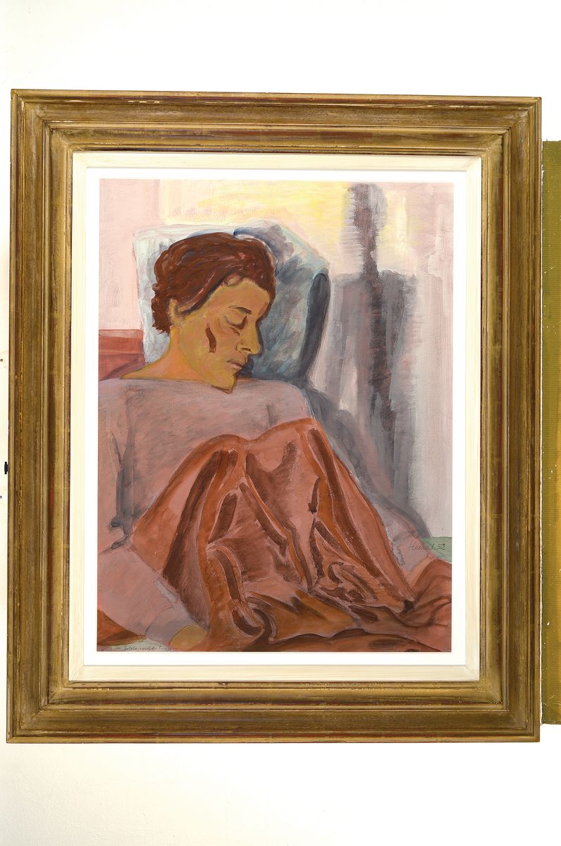 Detail k: Erich Heckel, 1883 Döbeln - 1970 Radolfzell,Gouache auf festem Velin, "Schlafende Frau" (Bildnis Siddi Heckel), recht signiert und datiert ...
