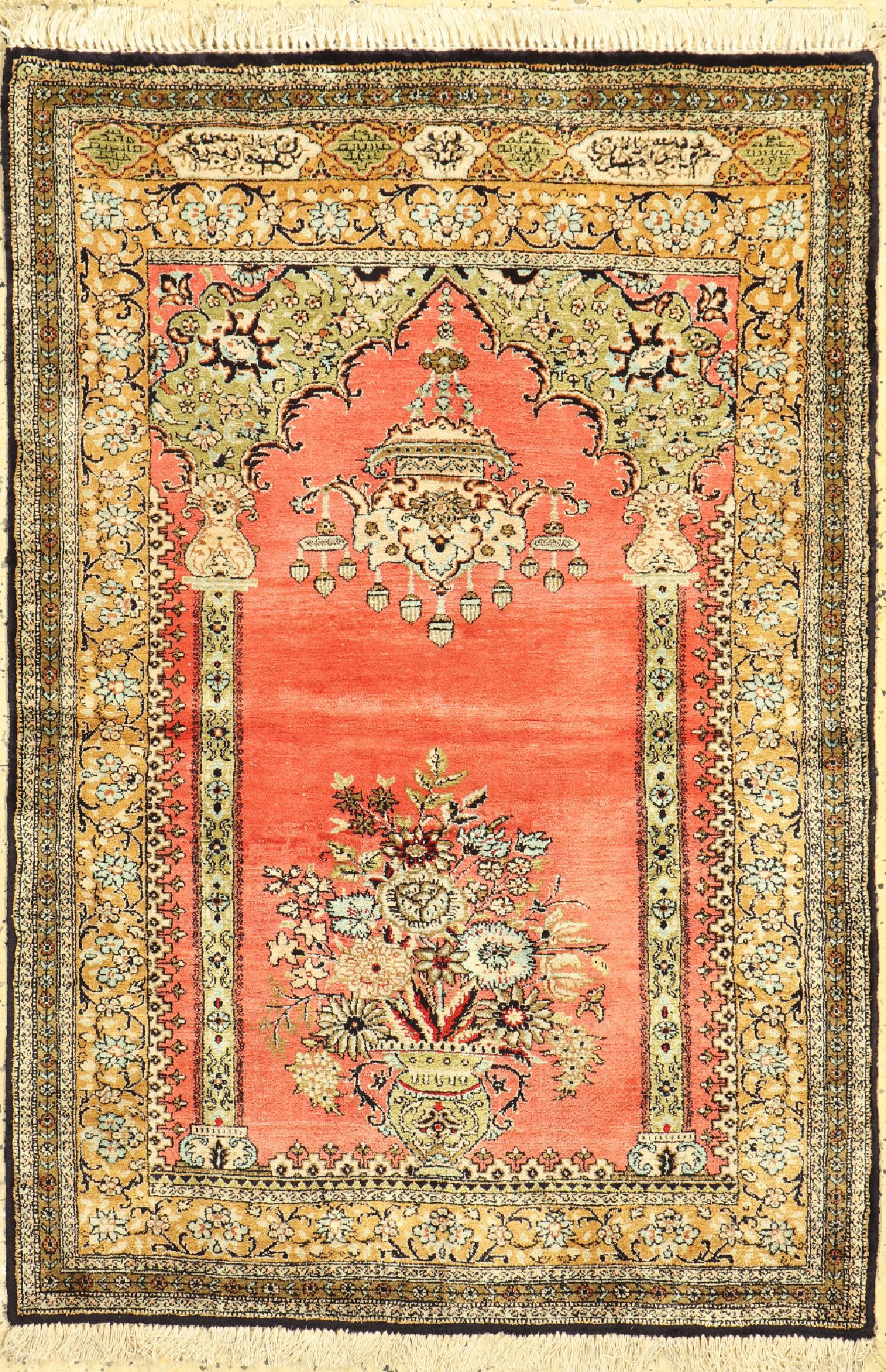 Ghom Seide, Persien, um 1960, reine Naturseide, ca. 122 x 85 cm, EHZ: 1-2(gereinigt)