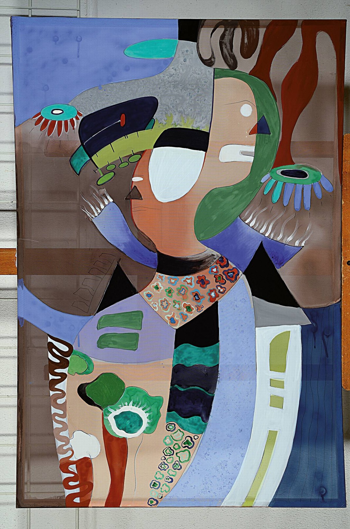 Detail k: Arusyak, geb. 1992, "Ich höre dich", 2023, Acryl/Stoff, 95x65 cm; 2009-2013 Studium am Terlemezyan Art Institute, Ausstellungen und ...