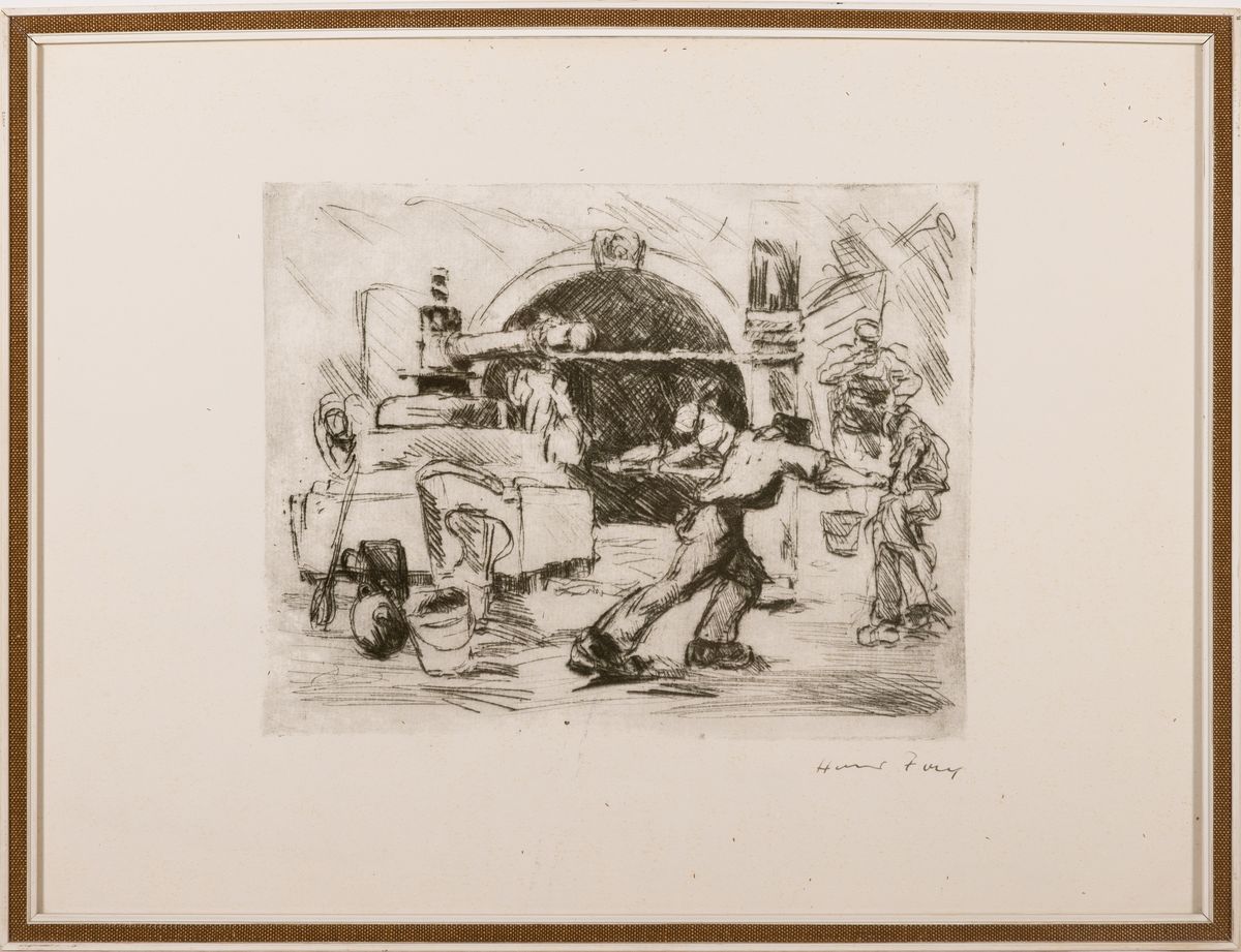 Detail k: Hanns Fay, 1888 Frankenthal - 1957 Neustadt/Wstr., drei Werke: a. Aquarell, pflügende Bauern in der Pfalz, Blick auf die Haardt, signiert, ca. 34.5 ...