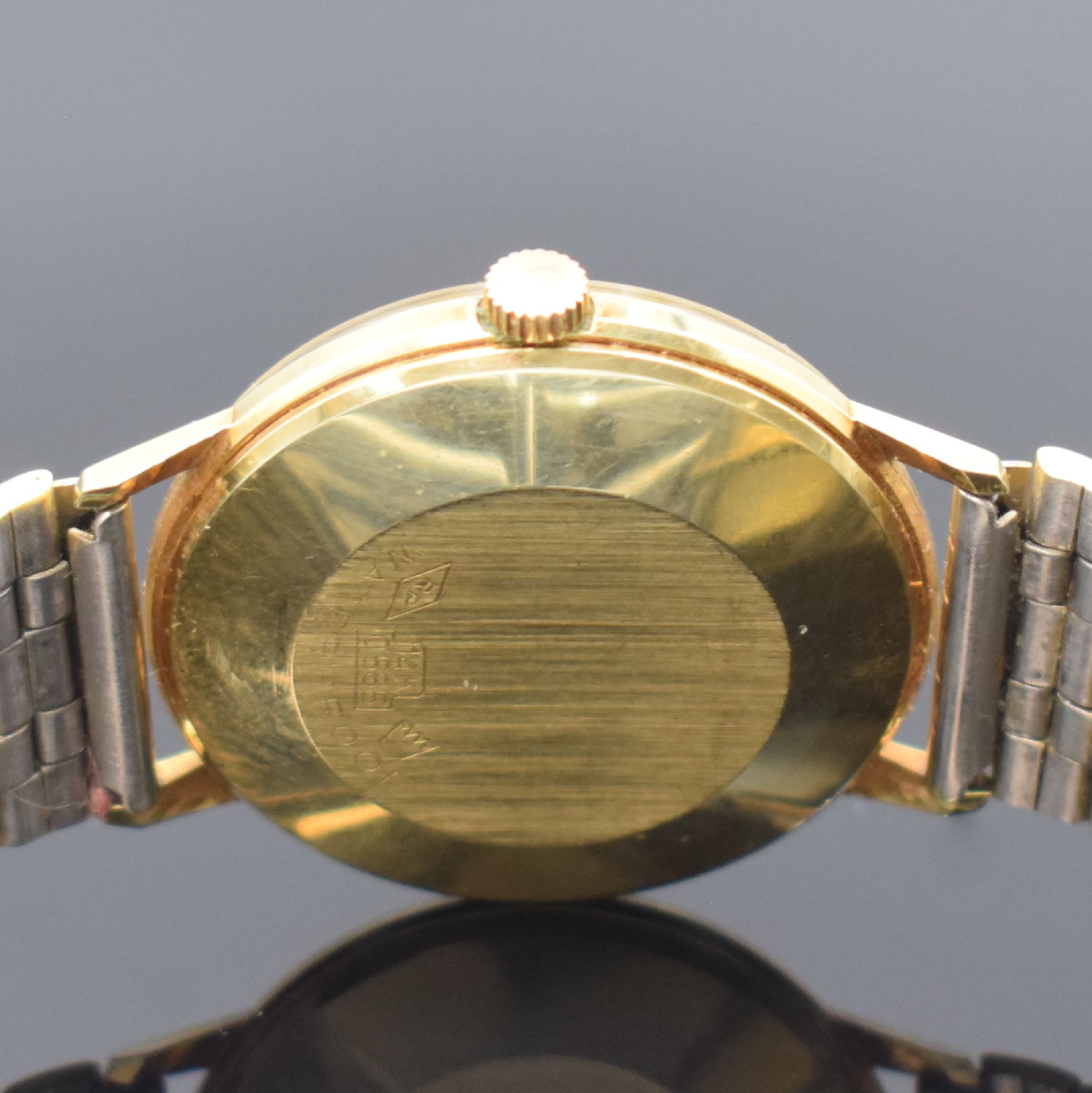 Detail c: PRIMATO Armbanduhr in GG 585/000, Automatik, Deutschland um 1965, Boden aufgedr., verg. Gliederband, Zentralsek., Datum, 25 St., Zentralrotor, Kal. ...