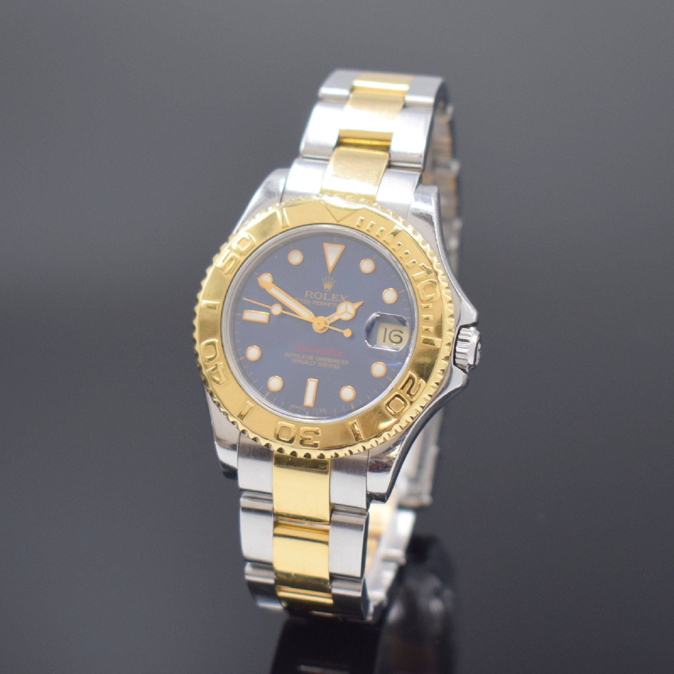 ROLEX Mediumarmbanduhr Oyster Perpetual Date Yacht-Master in Stahl/Gold Referenz 168623, Schweiz um 1997, Automatik, U-Serie, verschr. Oystergeh. m. ...
