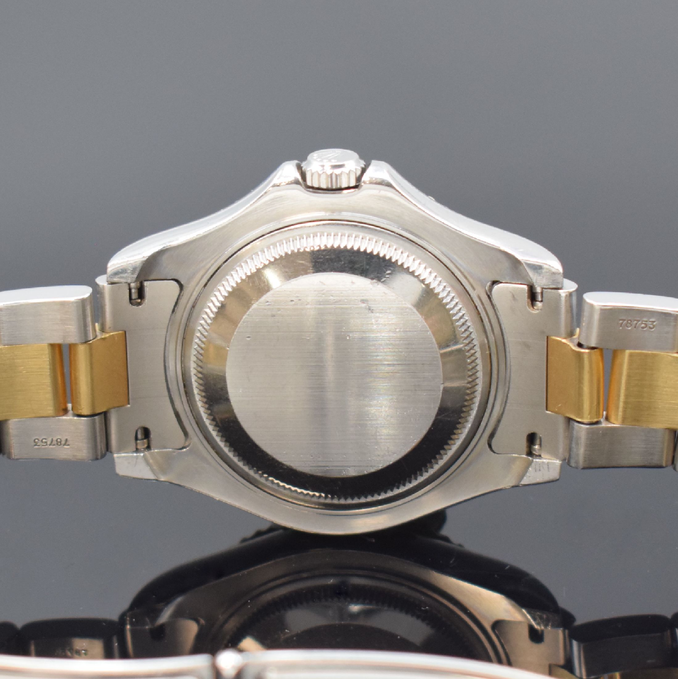 Detail e: ROLEX Mediumarmbanduhr Oyster Perpetual Date Yacht-Master in Stahl/Gold Referenz 168623, Schweiz um 1997, Automatik, U-Serie, verschr. Oystergeh. m. ...