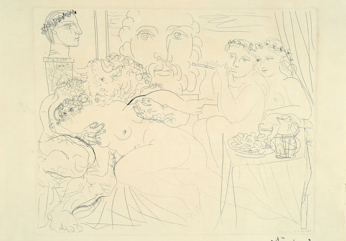 Pablo Picasso, 1881-1973, Minotaure Caressant une femme aus "La suite vollard", 1933, Radierung auf Papier Verge de Montval mit ...
