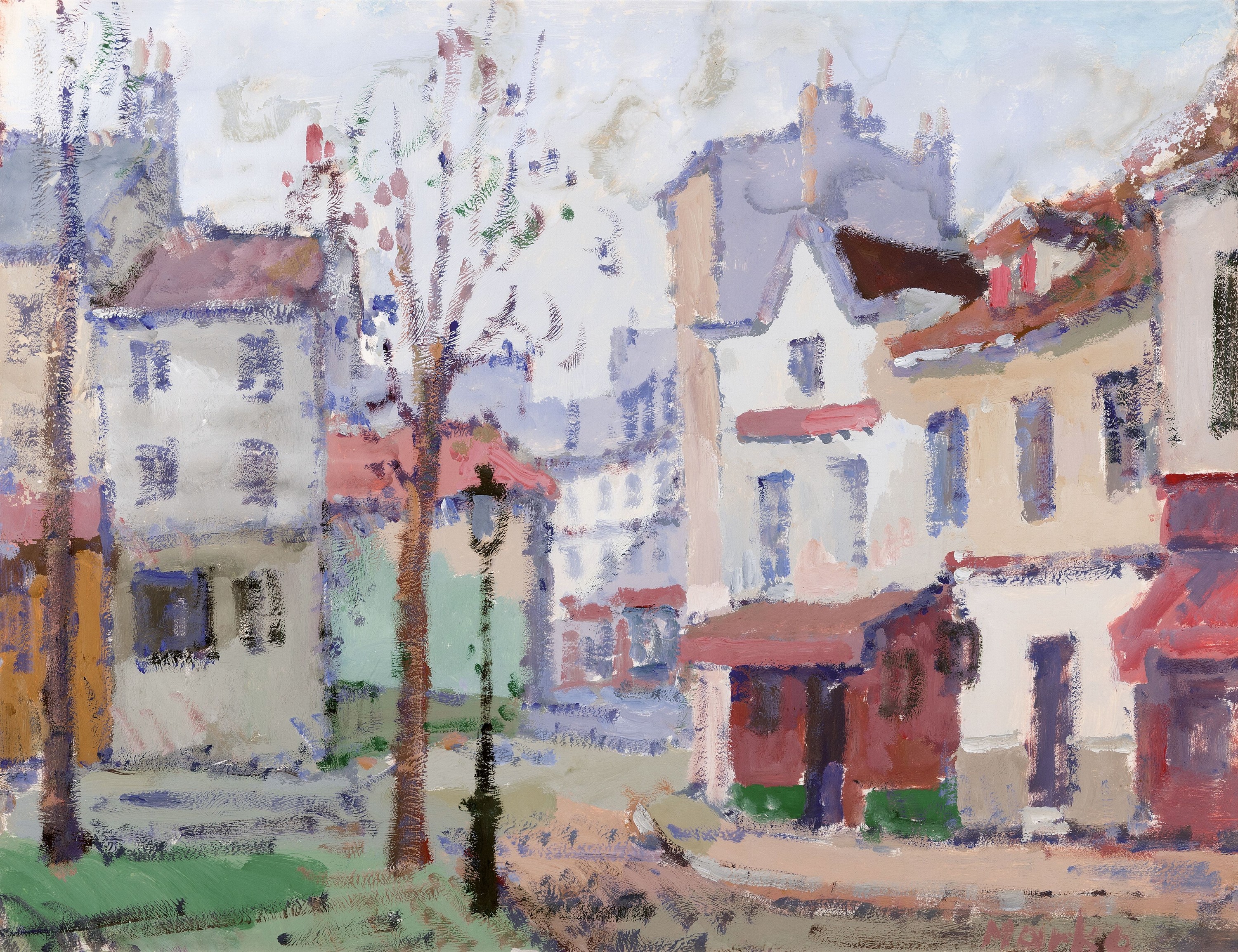 Marko Stupar, 1936 - 2021 Paris, "Place du Tertre Paris, rückseitig bezeichnet,Tempera/Papier, signiert Marko, PP. -Ausschnitt: ca. 46.5 x 61 ...