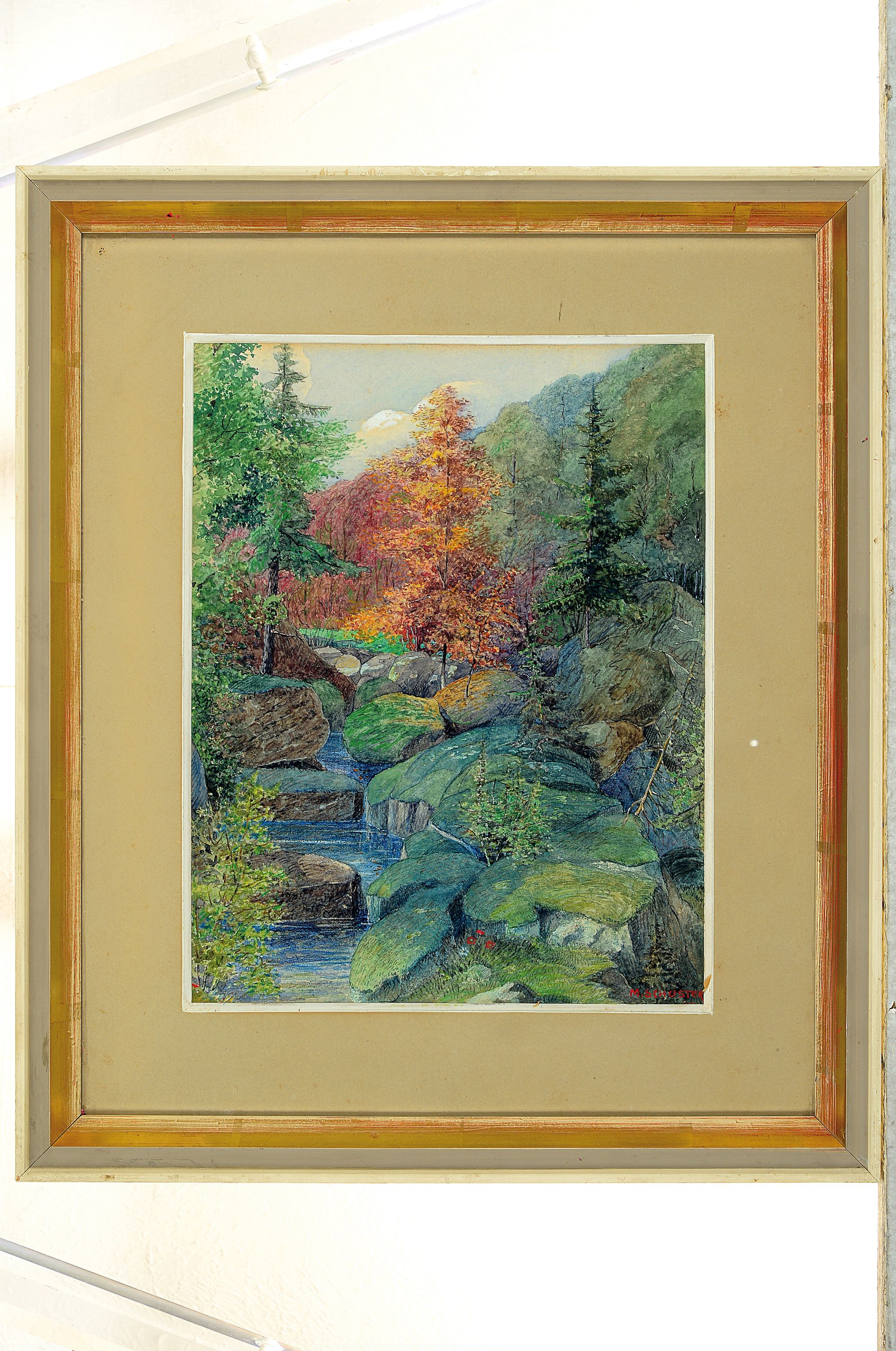 Detail k: Karl Maria Schuster, 1871 Purkersdorf - 1953 Wien, Schüler der Wiener Akademie, Parklandschaft, Aquarell/Papier, li. unten in Rot signiert und dat. ...