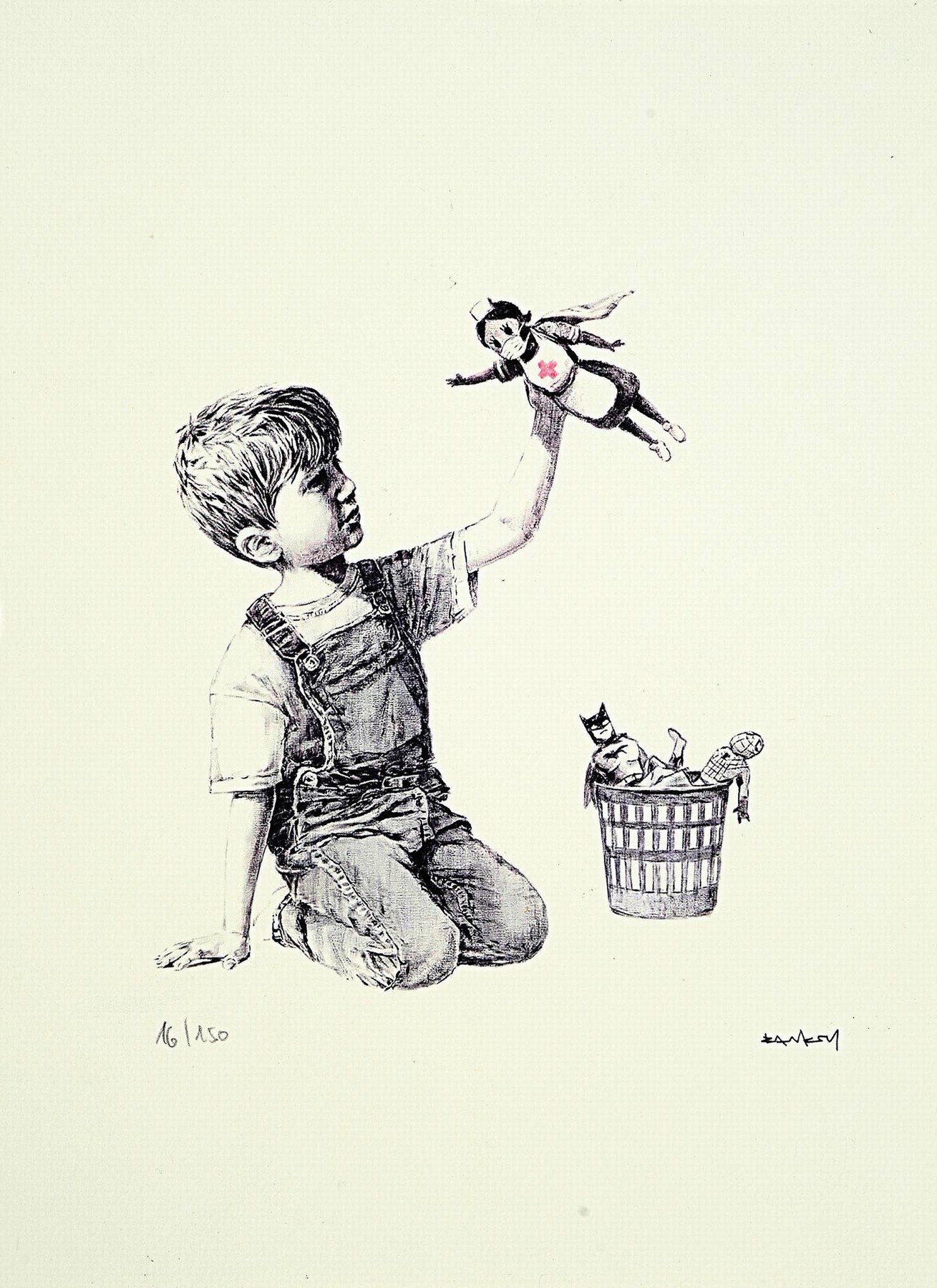 Banksy, geb. 1974, Lithographie, "Game Changer" (nach 2021), Ed 16/150, im Druck signiert, handnummeriert, Druckgrafik nach demim März ...