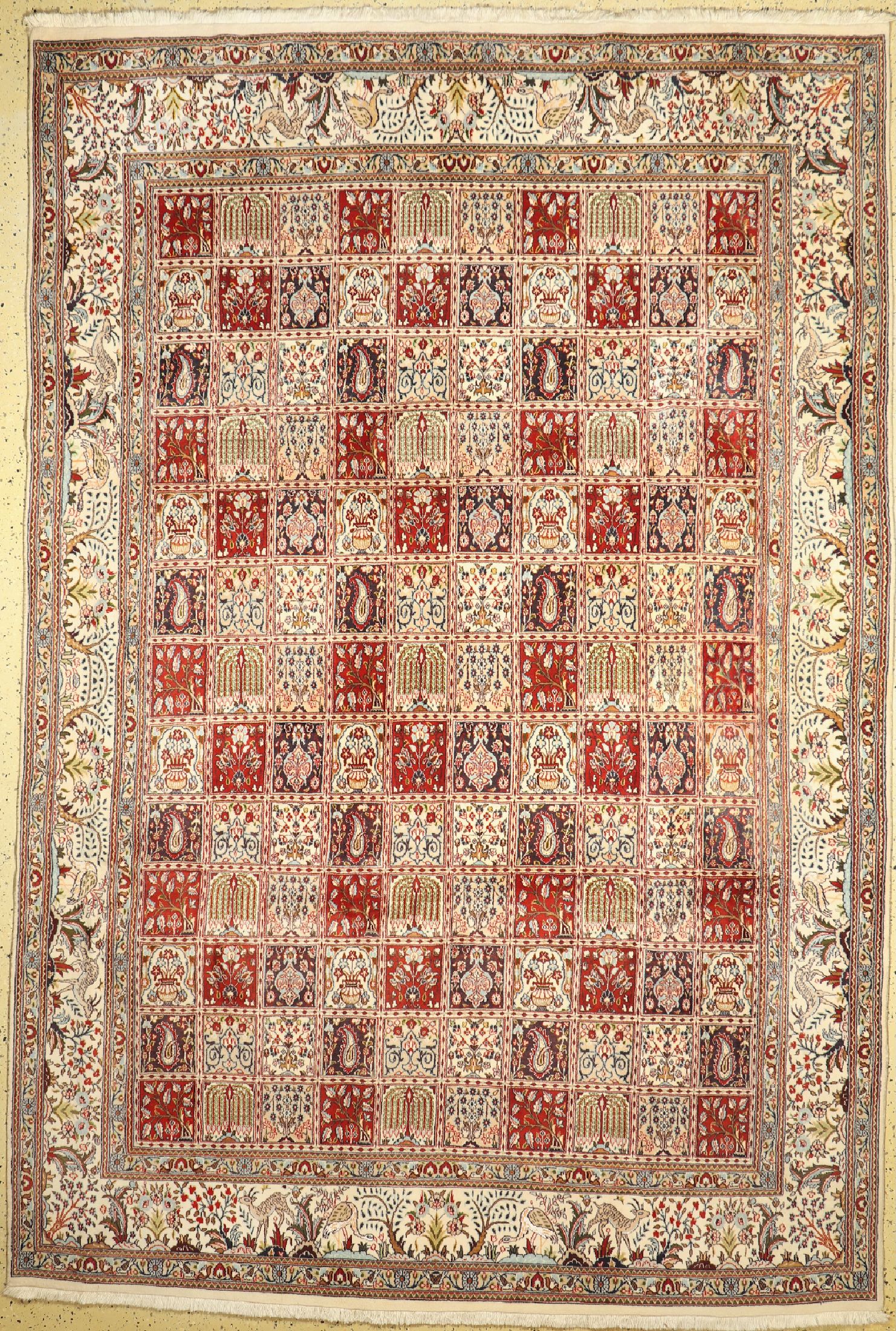 Mud Kork fein, Persien, ca. 50 Jahre, Korkwolle mit Seide, ca. 357 x 240 cm, leicht verfärbt, EHZ: 2