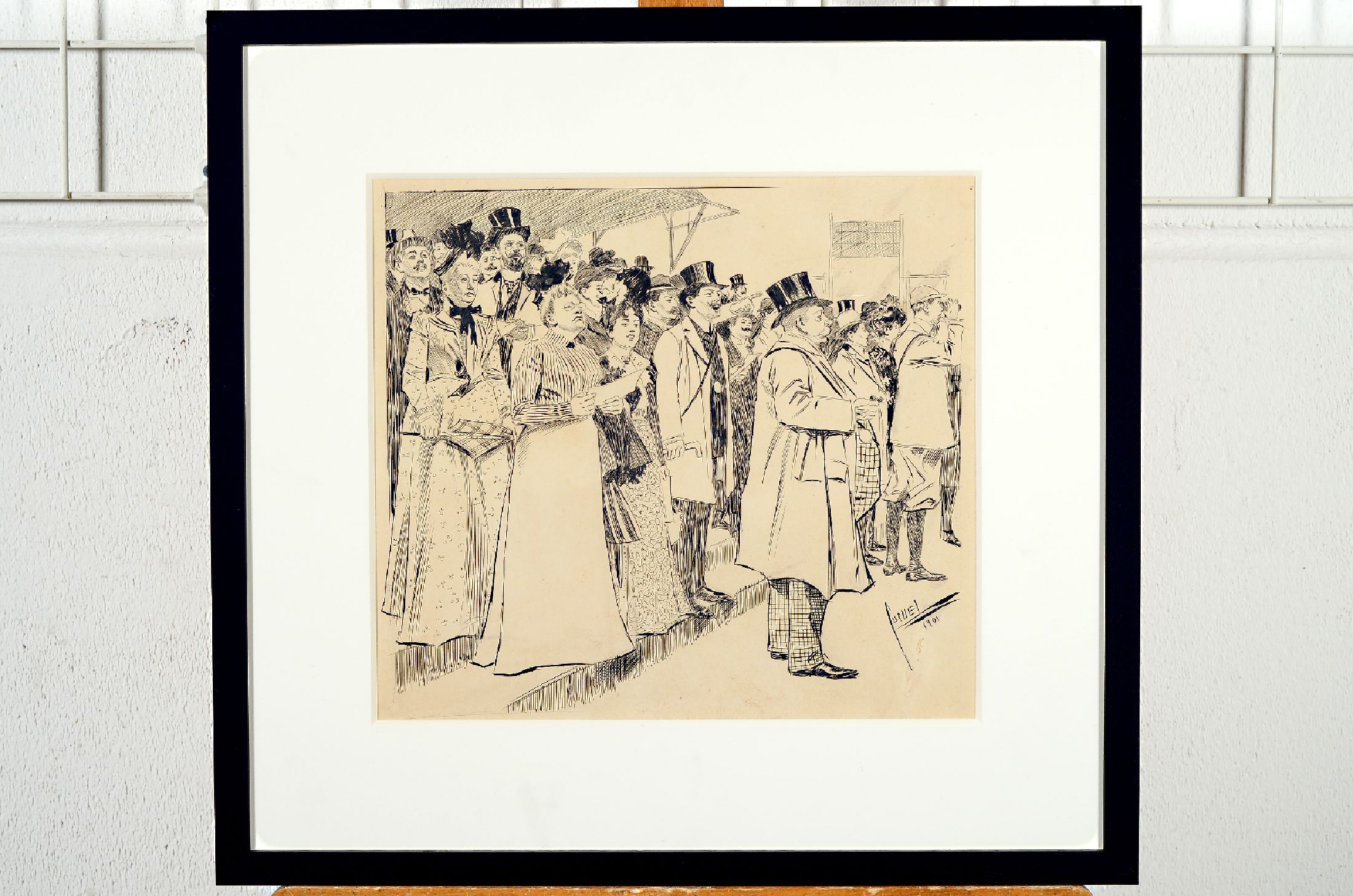 Edward Cucuel, 1875-1954 Kalifornien/USA, "Karlhorst...Endspurt", Tuschezeichnung auf Papier, signiert und datiert 1901, Blatt 36x40cm, ...