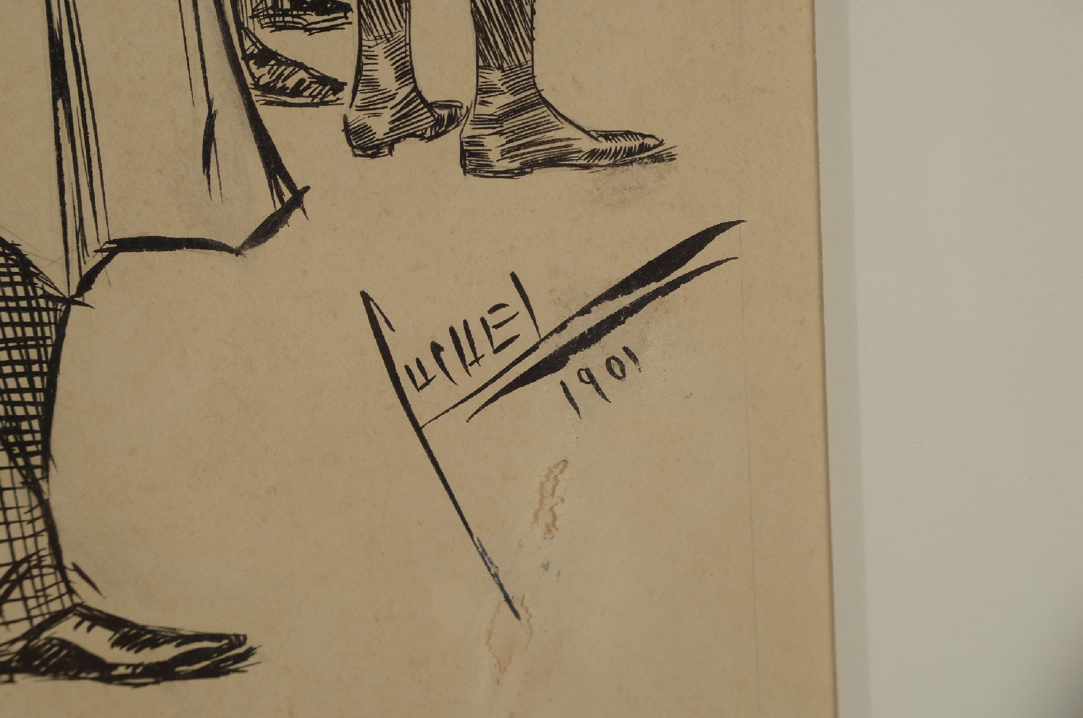 Detail a: Edward Cucuel, 1875-1954 Kalifornien/USA, "Karlhorst...Endspurt", Tuschezeichnung auf Papier, signiert und datiert 1901, Blatt 36x40cm, ...