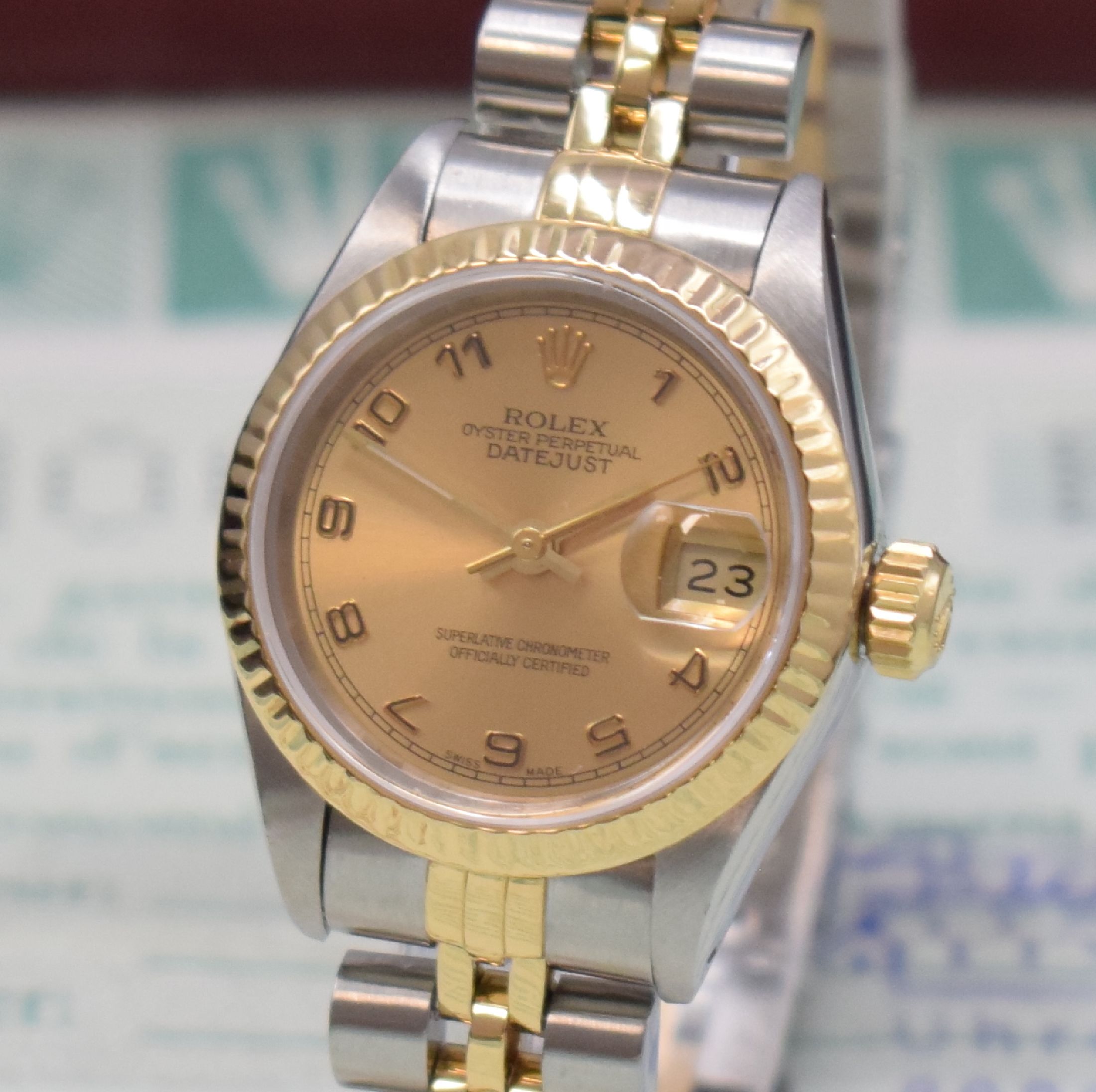 Detail a: ROLEX Oyster Perpetual Datejust Damenarmbanduhr Referenz 69173, Schweiz verk. 09/1991 lt. beil. orig. Zertifikat, Automatik, Edelstahl u. Gold komb., ...