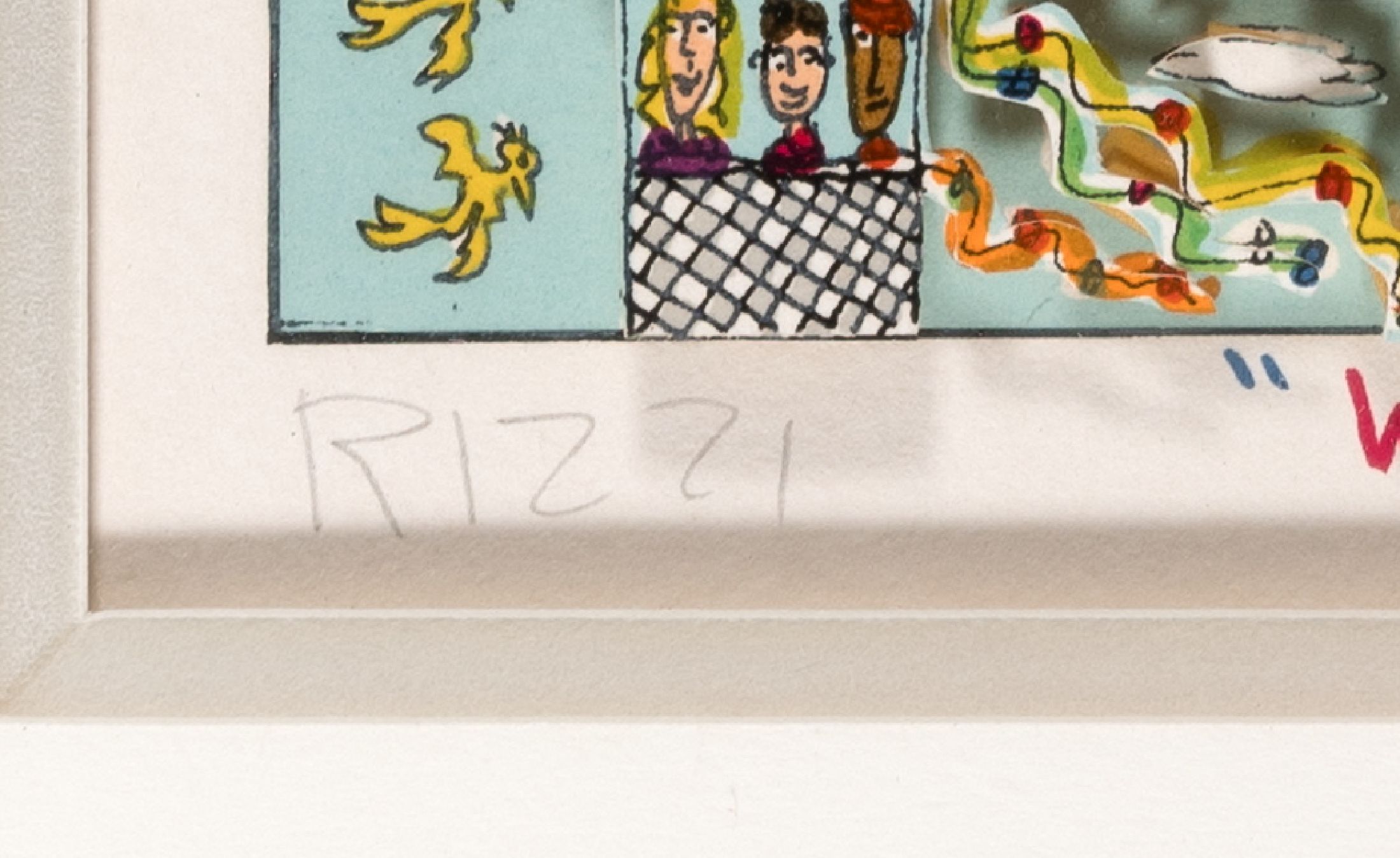 Detail a: James Rizzi,1950-2011, 3-D-Litho, 30/350, handsigniert, "Which Way Is Up", ca. 32 x 20 cm, PP., unter Glas, Rahmen