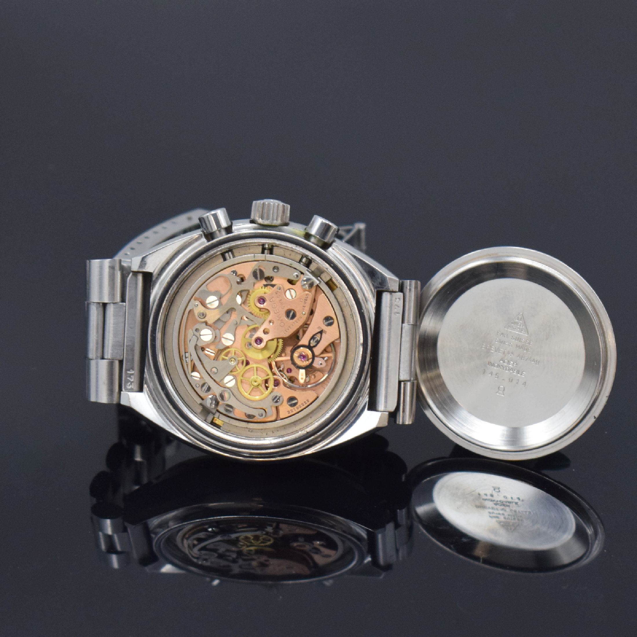 Detail f: OMEGA Herrenarmbanduhr Speedmaster Professional Mark II Referenz 145.012, Schweiz um 1970, Handaufzug, Edelstahlgeh. inkl. orig. Gliederband m. ...