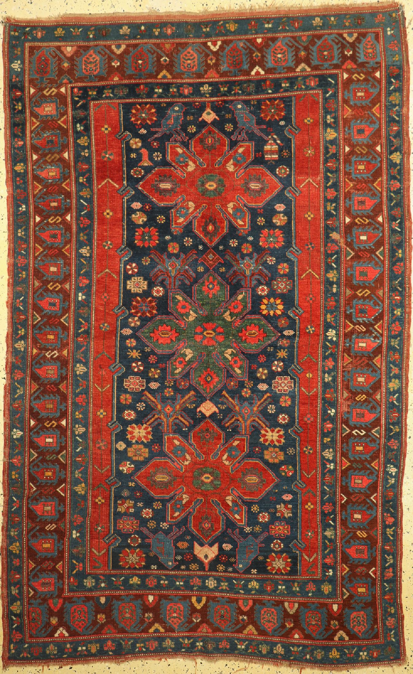 Vogel Karabagh antik, Kaukasus, 19.Jhd, Wolle auf Wolle, ca. 250 x 156 cm, EHZ: 3