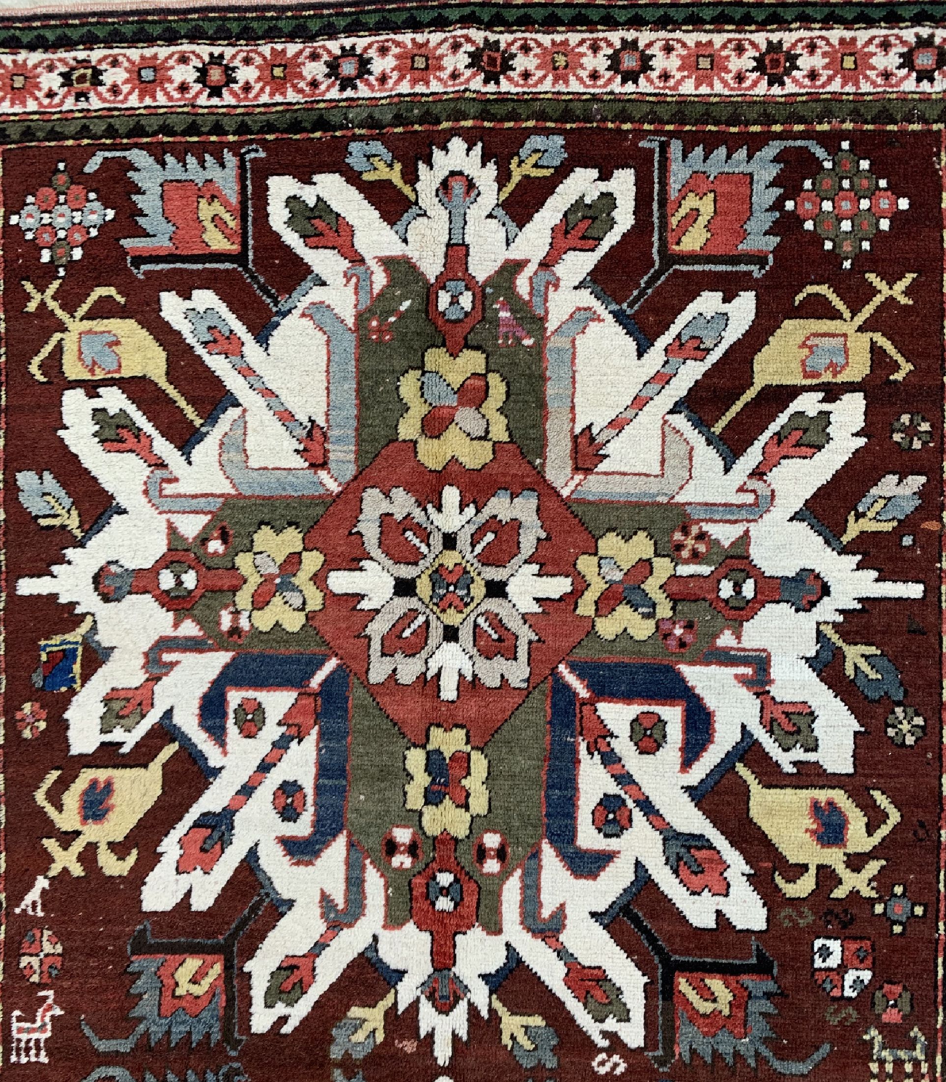 Detail b: Tschelaberd Adler Kazak, Kaukasus, 19.Jhd, Wolle auf Wolle, ca. 244 x 136 cm, EHZ: 2-3, (fachmänisch Restauriert)