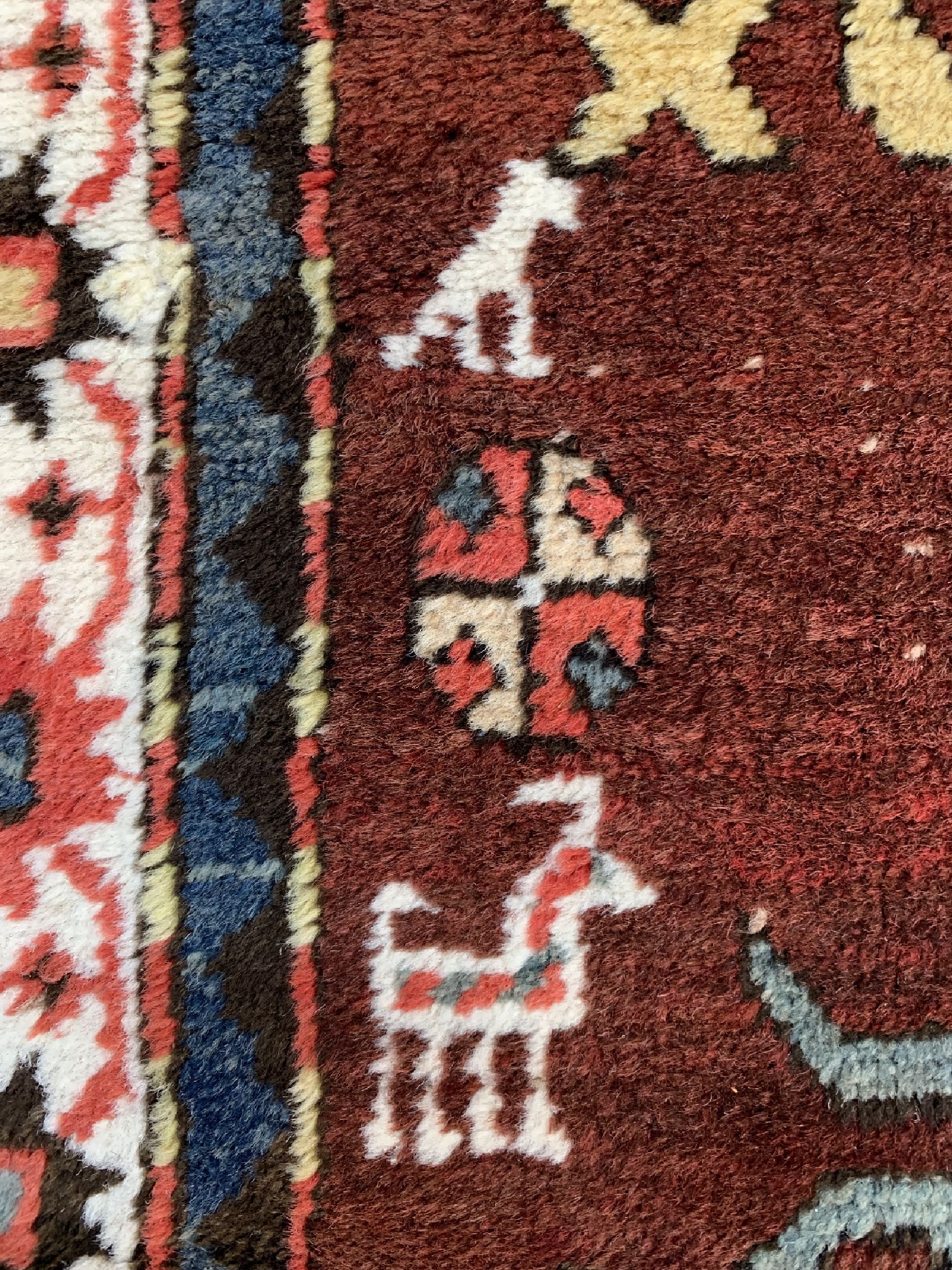 Detail d: Tschelaberd Adler Kazak, Kaukasus, 19.Jhd, Wolle auf Wolle, ca. 244 x 136 cm, EHZ: 2-3, (fachmänisch Restauriert)