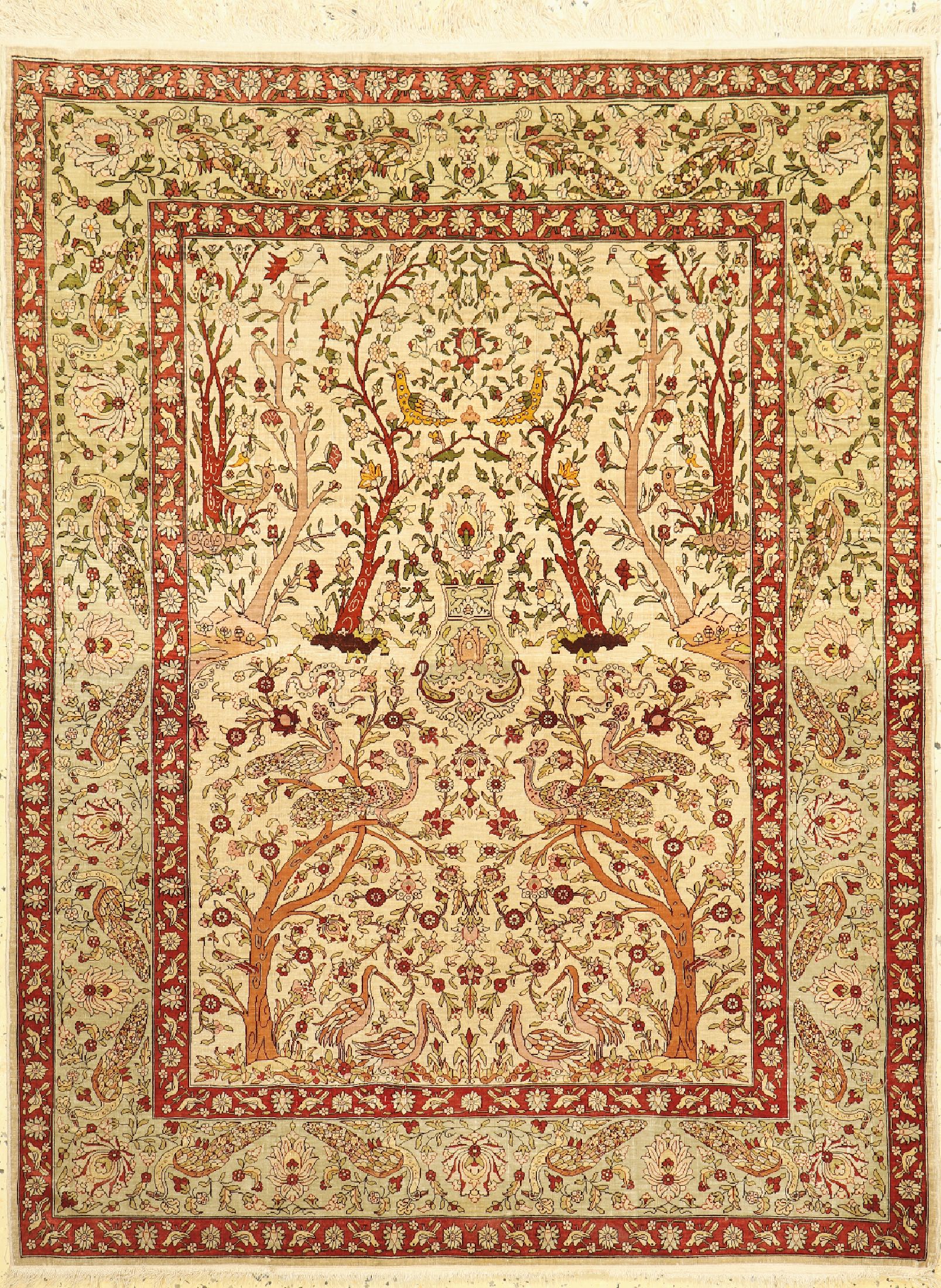Hereke Seide fein, Türkei, um 1960, reine Naturseide, ca. 150 x 115 cm, EHZ: 2-3