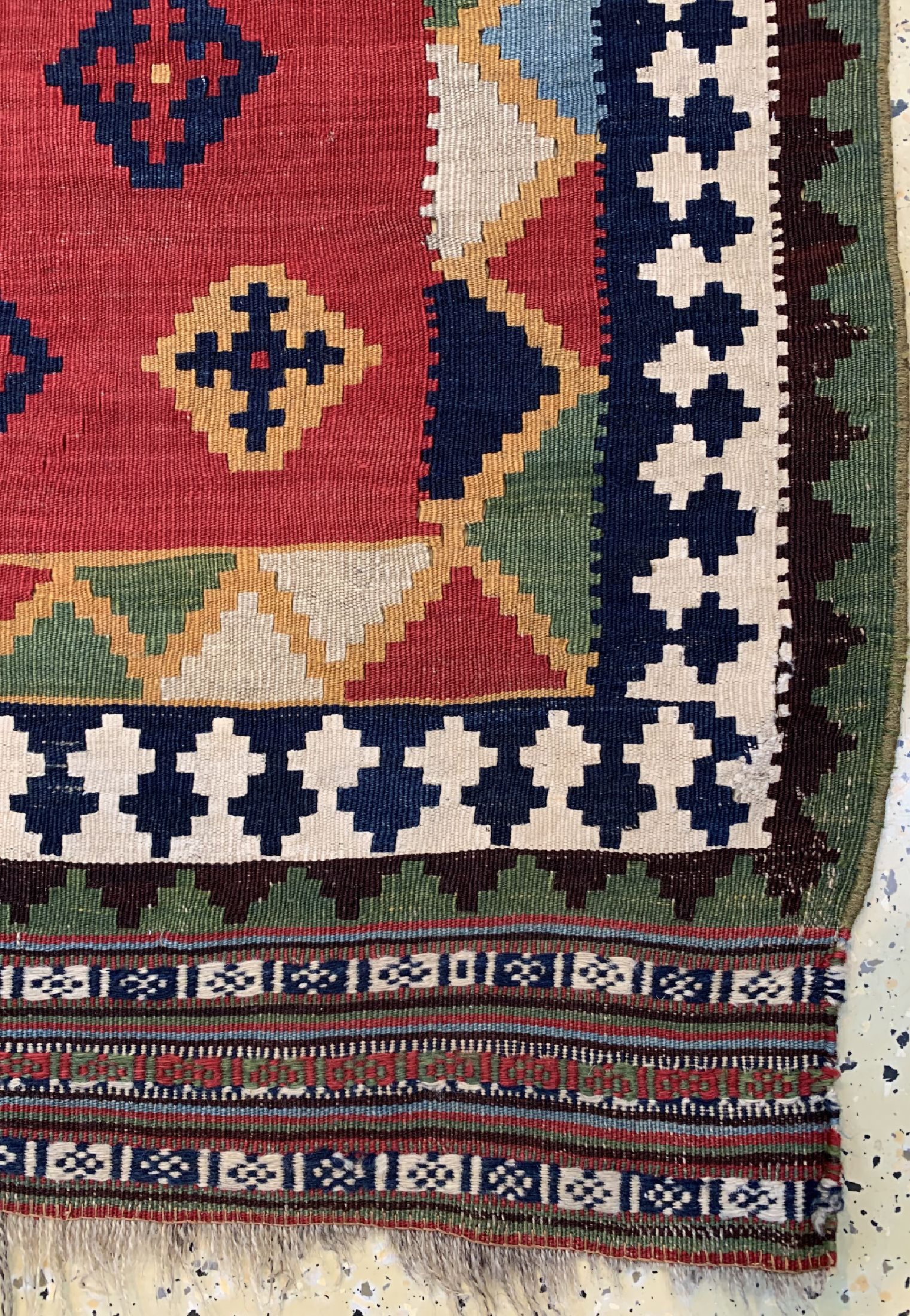Detail a: Ghaschgai Kelim antik, Persien, 19.Jhd, Wolle auf Wolle, ca. 280 x 145 cm, EHZ: 2