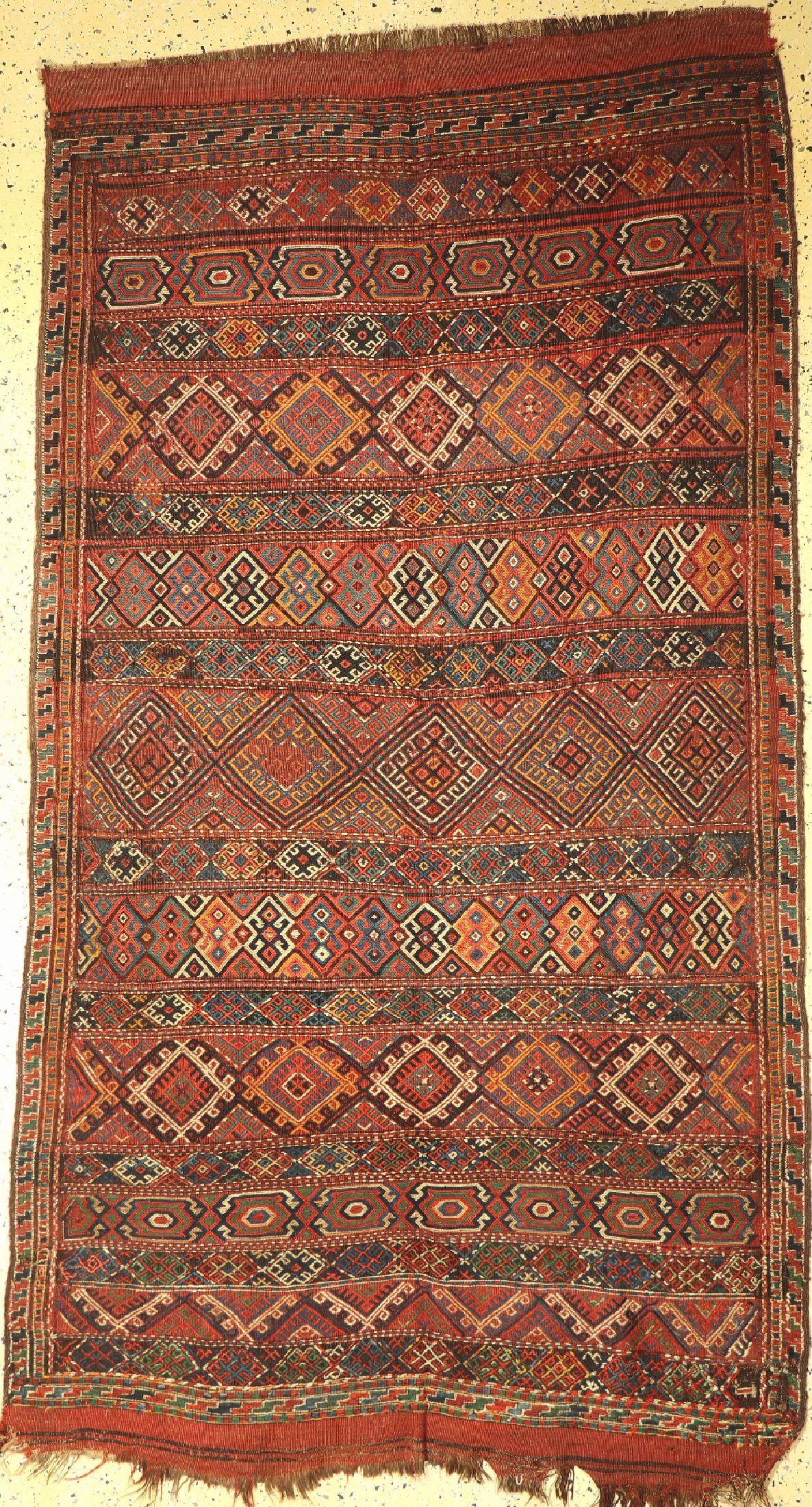 Kordi Sumakh antik, Persien, um 1900, Wolleauf Wolle, ca. 275 x 155 cm, EHZ: 3, alte restaurierungen