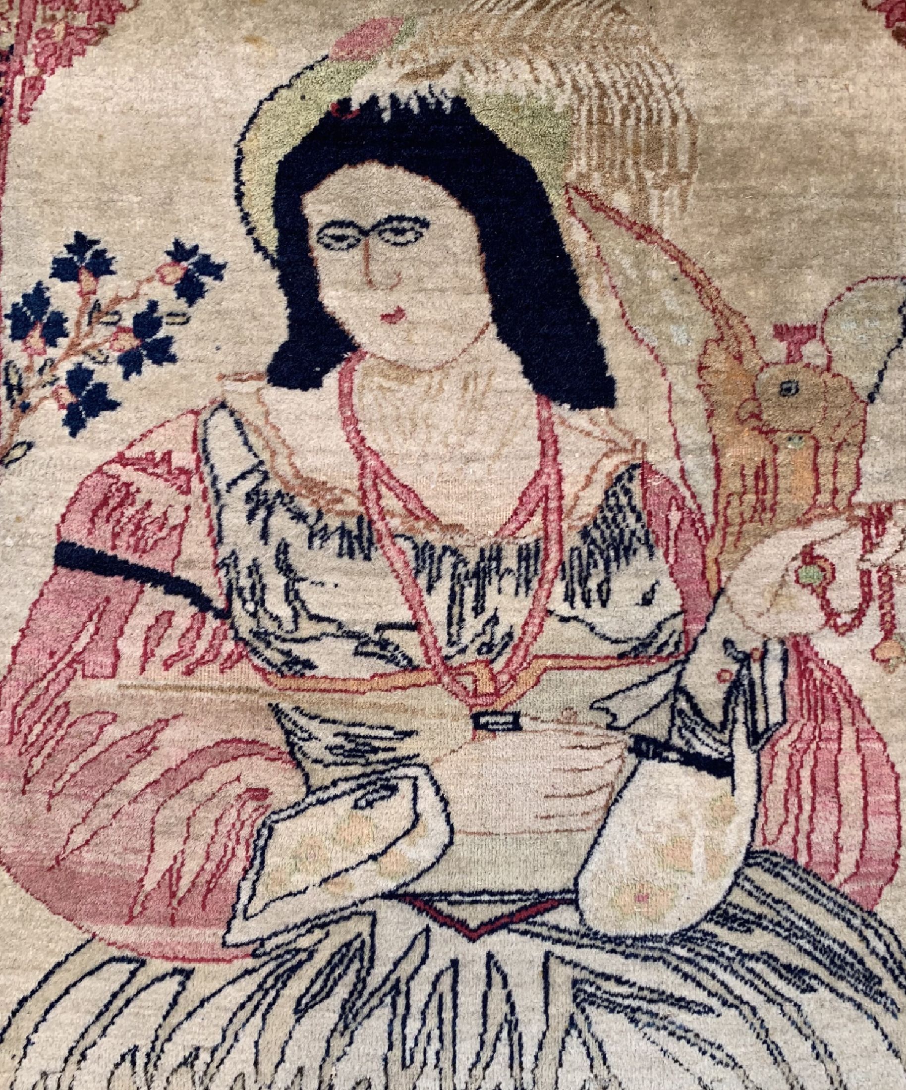 Detail a: Kerman Ravar antik, Persien, 19.Jhd, Wolle auf Baumwolle, ca. 77 x 62 cm, EHZ: 2-3