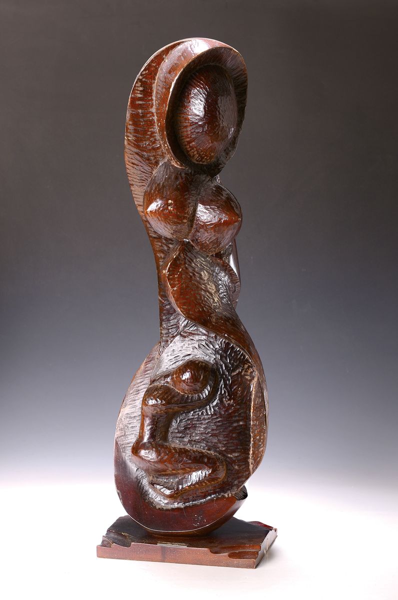 Frank Coronado, geb. 1955 Bildschnitzer der Dominikanischen Republik, "Maternidad", Holzskulptur, ca. 74x23,5x18 cm, kleine Kratzer der ...