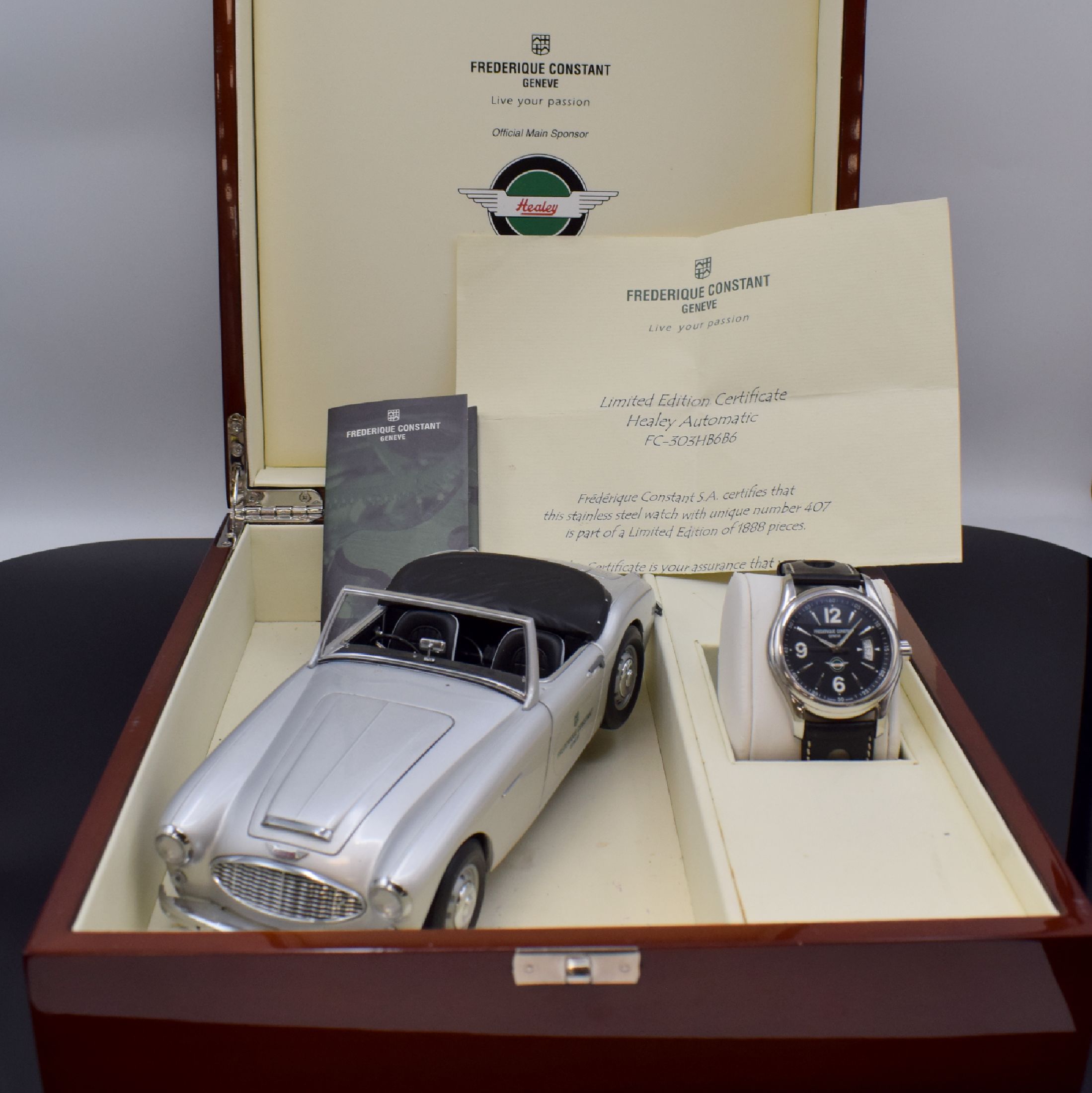 Detail a: FREDERIQUE CONSTANT auf 407 Stück limitierte Herrenarmbanduhr "Healey Challenge Canada" Schweiz um 2009 anl. Healey-Events, Automatik, ...