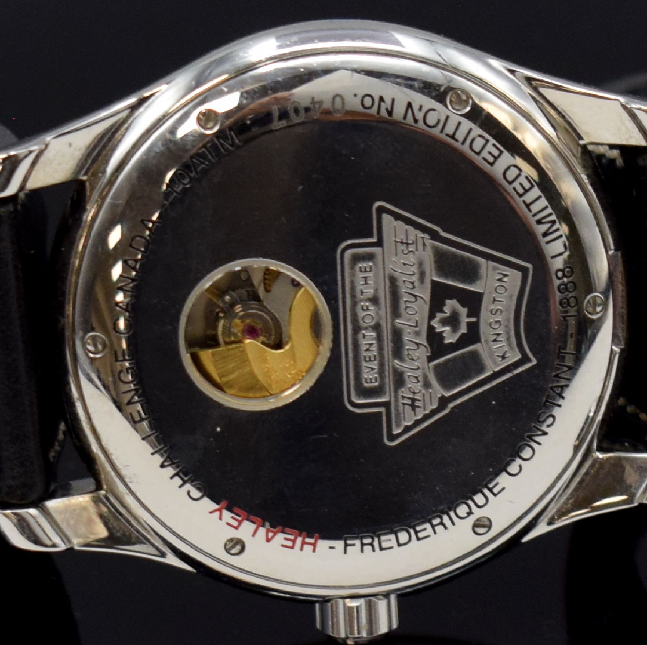 Detail g: FREDERIQUE CONSTANT auf 407 Stück limitierte Herrenarmbanduhr "Healey Challenge Canada" Schweiz um 2009 anl. Healey-Events, Automatik, ...