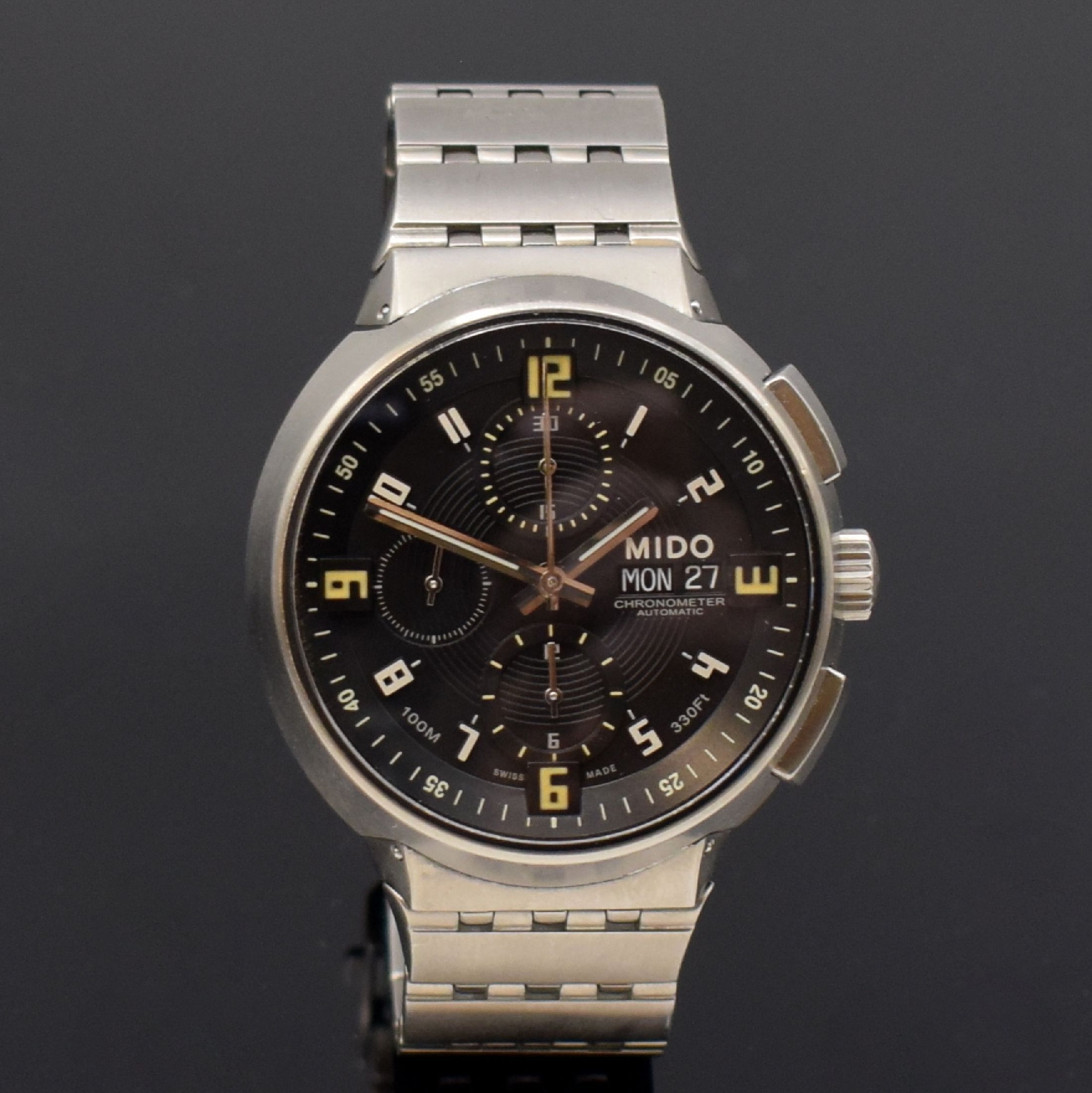 Detail b: MIDO All Dial Herrenarmbanduhr mit Chronograph Referenz 8360-8, Schweiz um 2015, Titangehäuse inkl. Titanband m. Faltschl., schwarzes Zifferbl. m. ...
