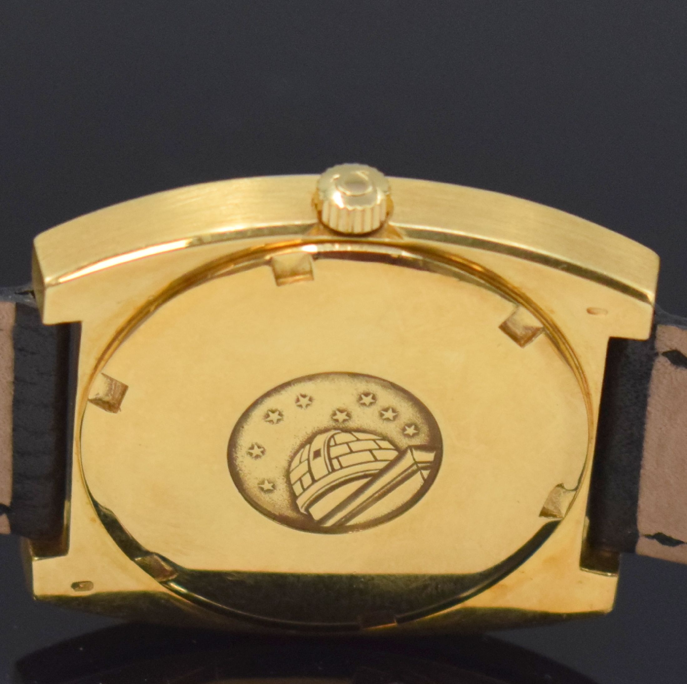 Detail e: OMEGA Constellation Chronometer in GG 750/000 Herrenarmbanduhr Referenz 166.056 / 168.042, Schweiz um 1972, Automatik, 2-teil. Gehäuse, Boden ...