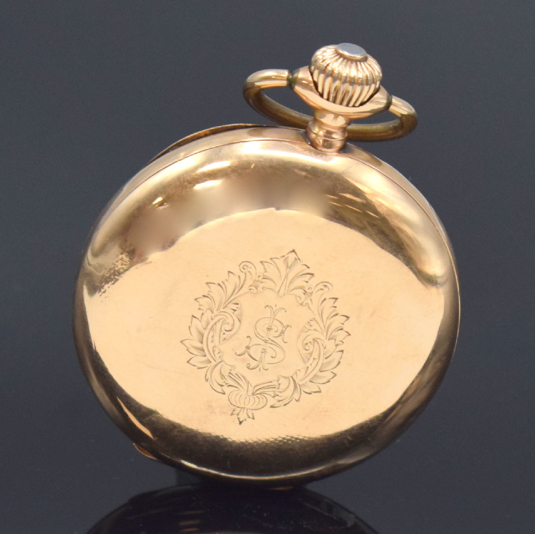 Detail b: IWC Savonette in RG 585/000, Schweiz um 1900, 2-Deckel Goldgeh. dell., Emailzifferbl. m. arab. Zahlen, gold. Zeiger, verg. Werk Kal. 53, 3 verschr. ...