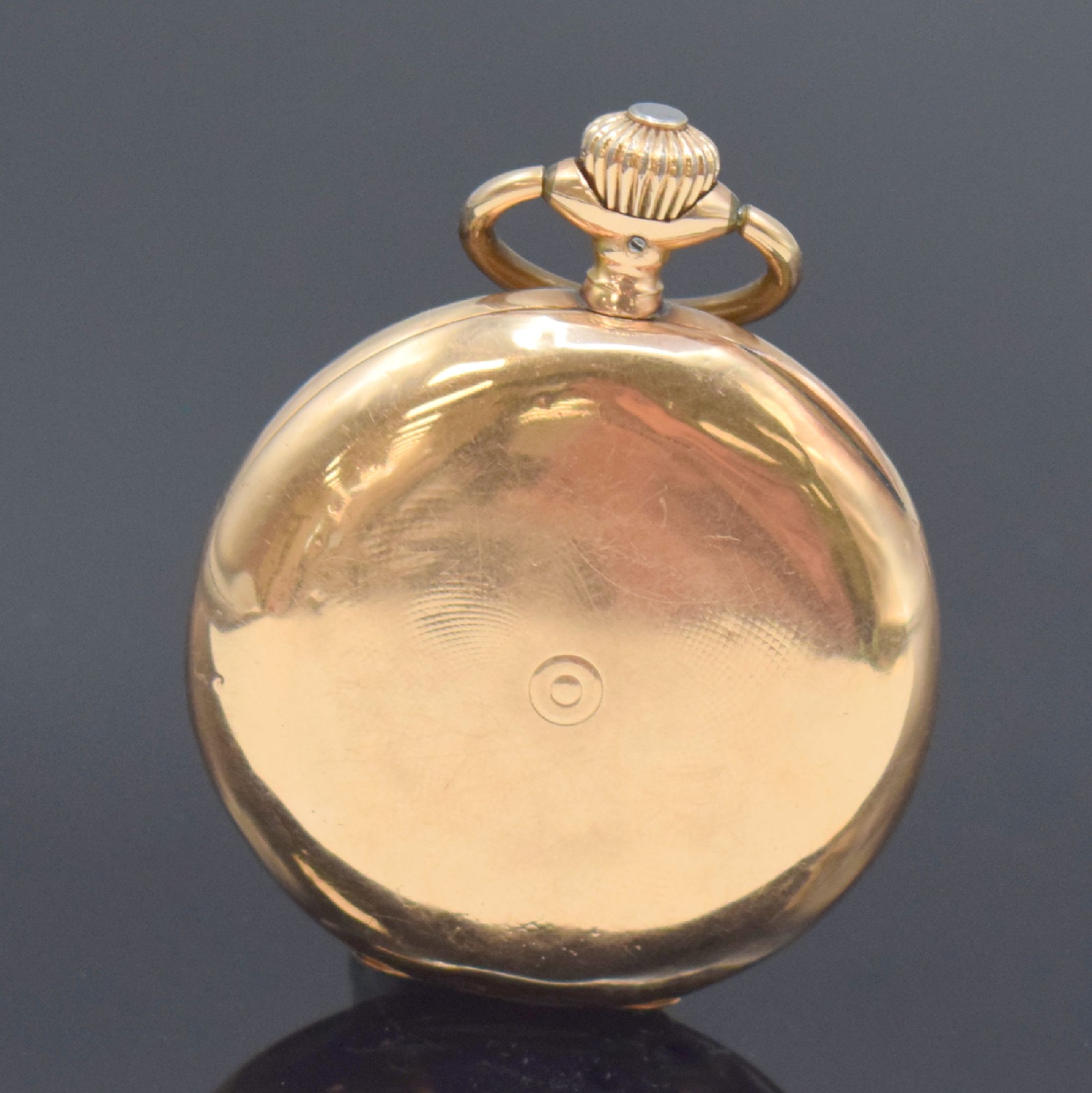 Detail c: IWC Savonette in RG 585/000, Schweiz um 1900, 2-Deckel Goldgeh. dell., Emailzifferbl. m. arab. Zahlen, gold. Zeiger, verg. Werk Kal. 53, 3 verschr. ...