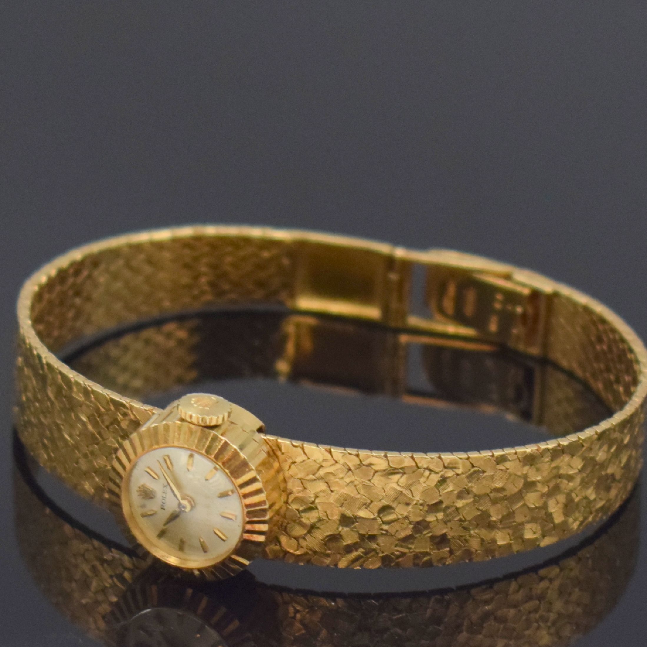 Detail b: ROLEX Orchid Damenarmbanduhr in GG 750/000 Referenz 2059 mit original Garantieschein, Schweiz verk. 11/1969, Handaufzug, 2-teil. Geh., Boden ...