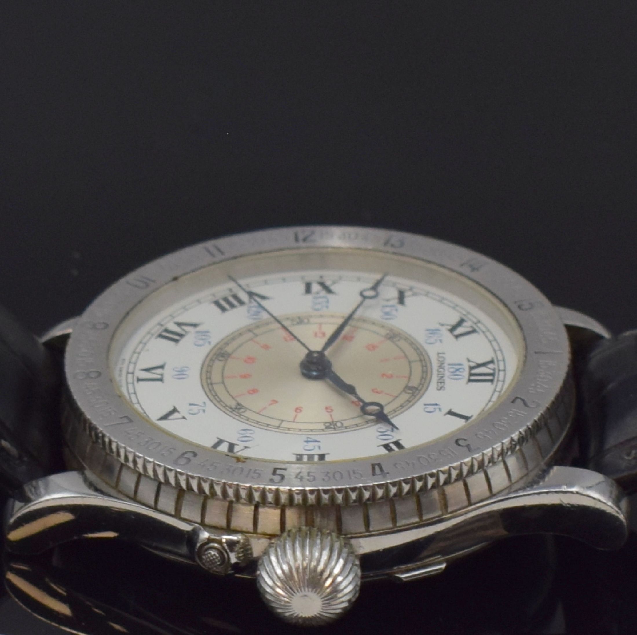 Detail e: LONGINES seltene Herrenarmbanduhr "Hour Angle Watch" Referenz 876.5238, Schweiz um 1990, Handaufzug, auf weltweit 1000 Stück limitierte ...