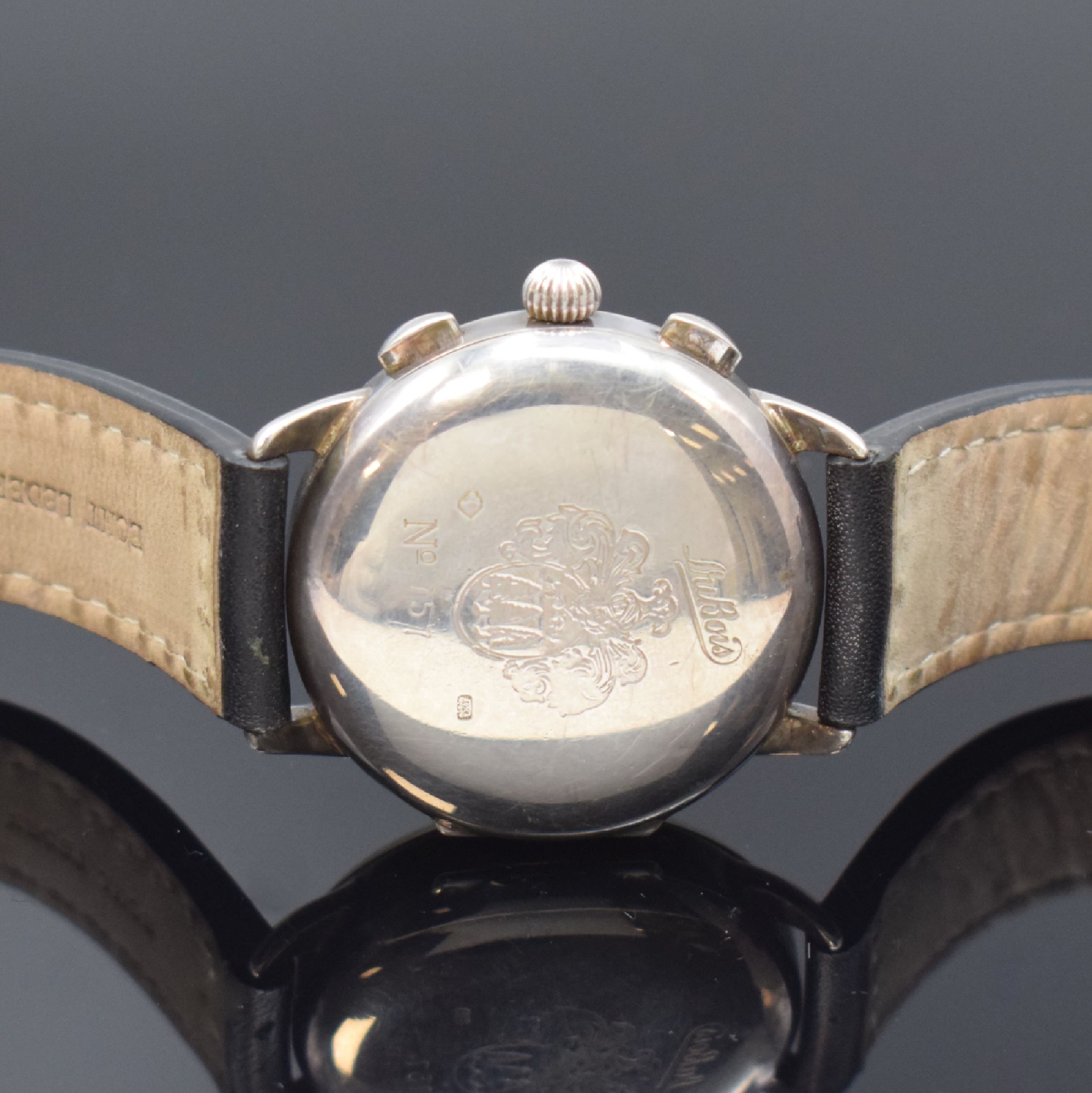 Detail d: DU BOIS & FILS Armbanduhr Le Chronograph 1910 in Sterlingsilber, Automatik, Schweiz um 1986, Jubiläumsausgabe anl. 100 Jahre Bestehens gleichnamiger ...