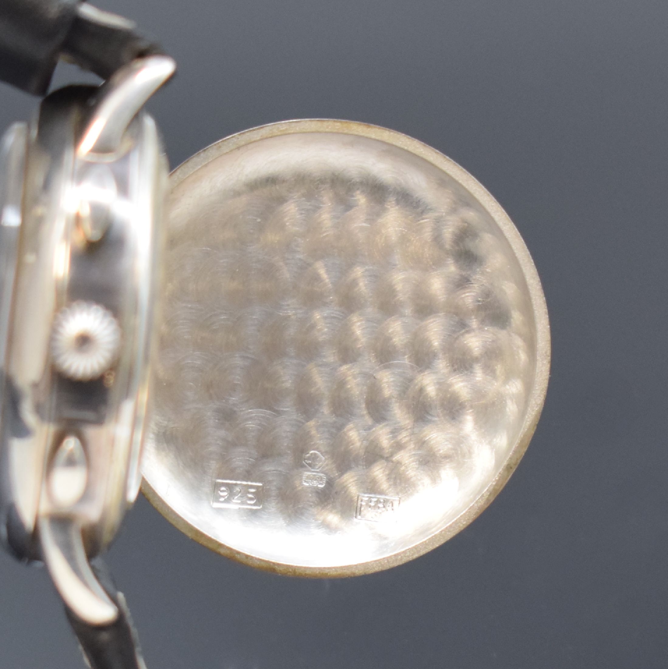 Detail e: DU BOIS & FILS Armbanduhr Le Chronograph 1910 in Sterlingsilber, Automatik, Schweiz um 1986, Jubiläumsausgabe anl. 100 Jahre Bestehens gleichnamiger ...