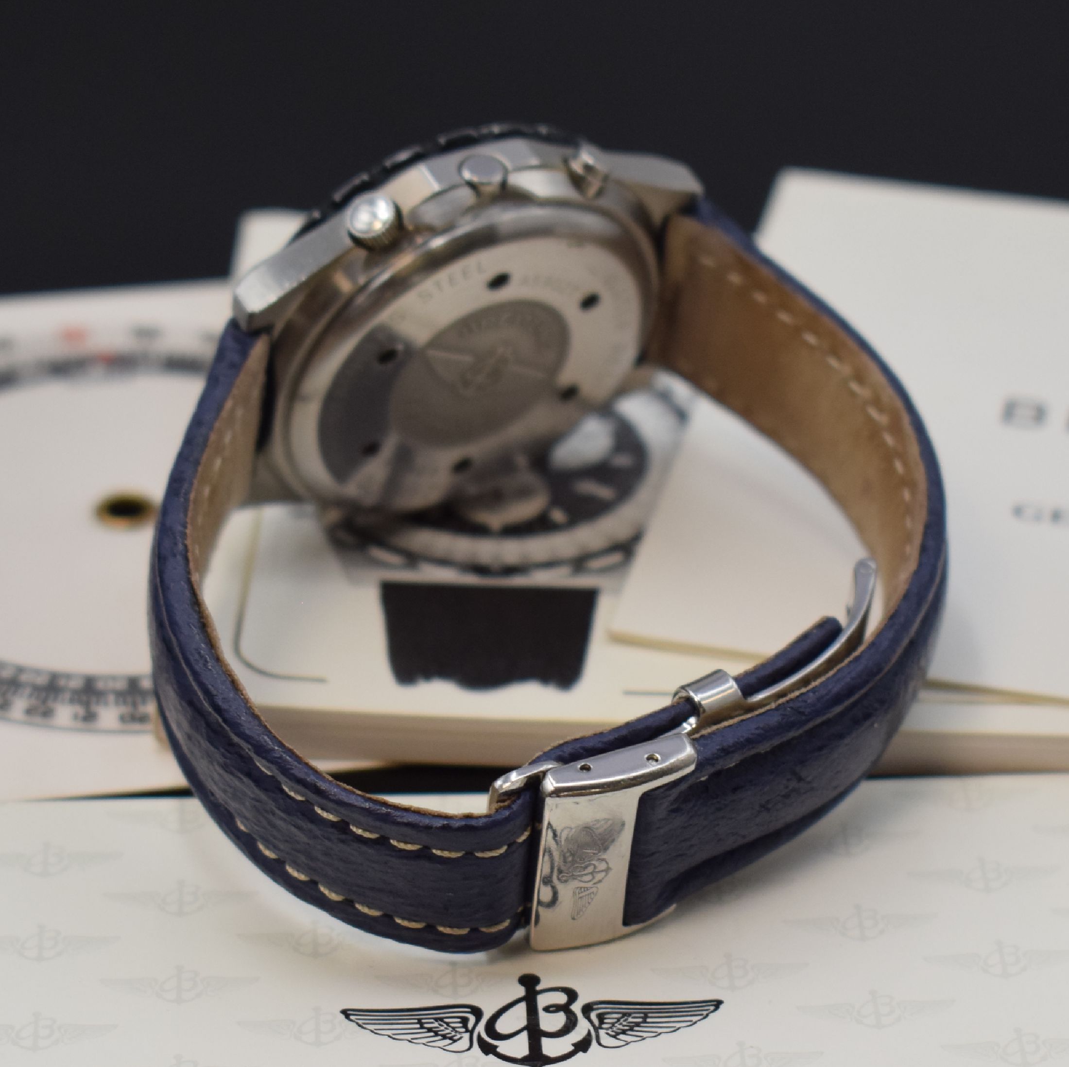 Detail b: BREITLING Navitimer Jupiter Pilot Flieger- Chronograph in Stahl Referenz A59027, Schweiz lt. orig. Papier verk. 1992, quarz, verschr. Geh., beids. ...