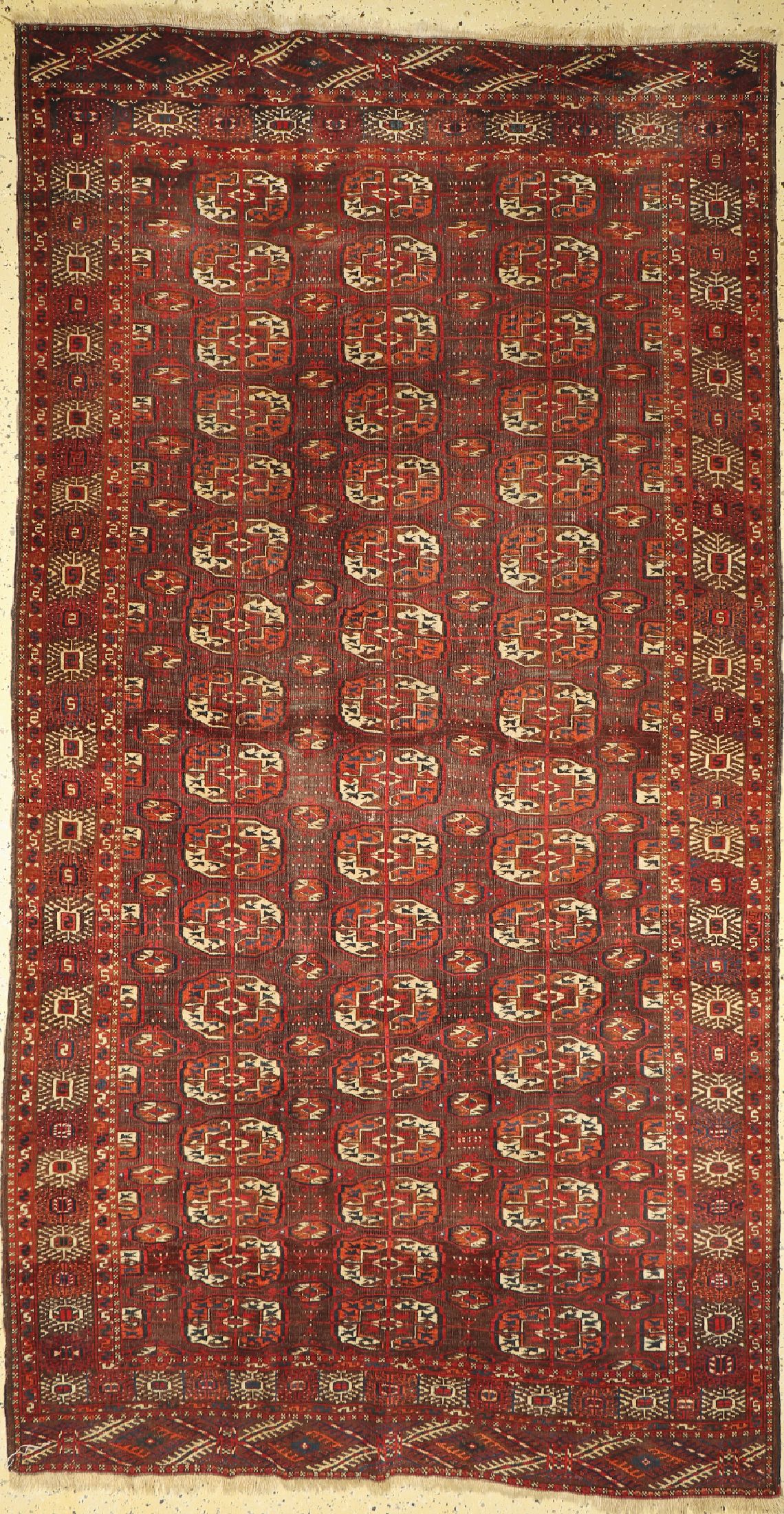 Yomud Haptteppich antik, Turkmenistan, 19.Jhd, Wolle auf Wolle, ca. 333 x 175 cm, EHZ: 2-3