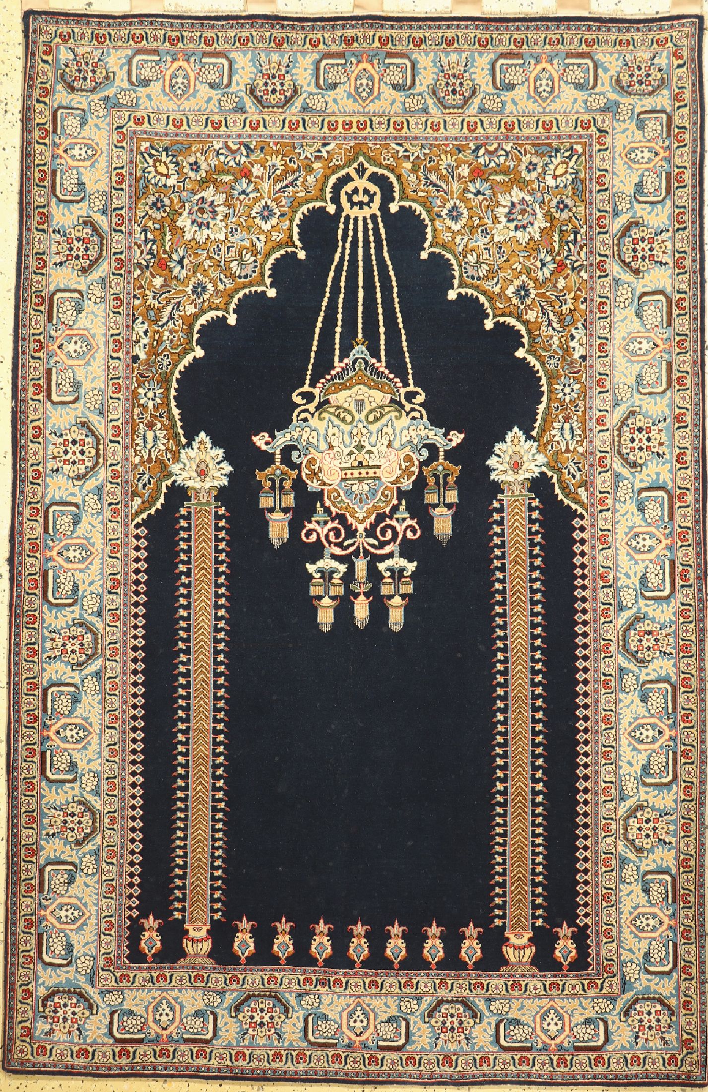 Ghom Kork, Persien, ca. 50 Jahre, Korkwollemit Seide, ca. 215 x 144 cm, EHZ: 1-2