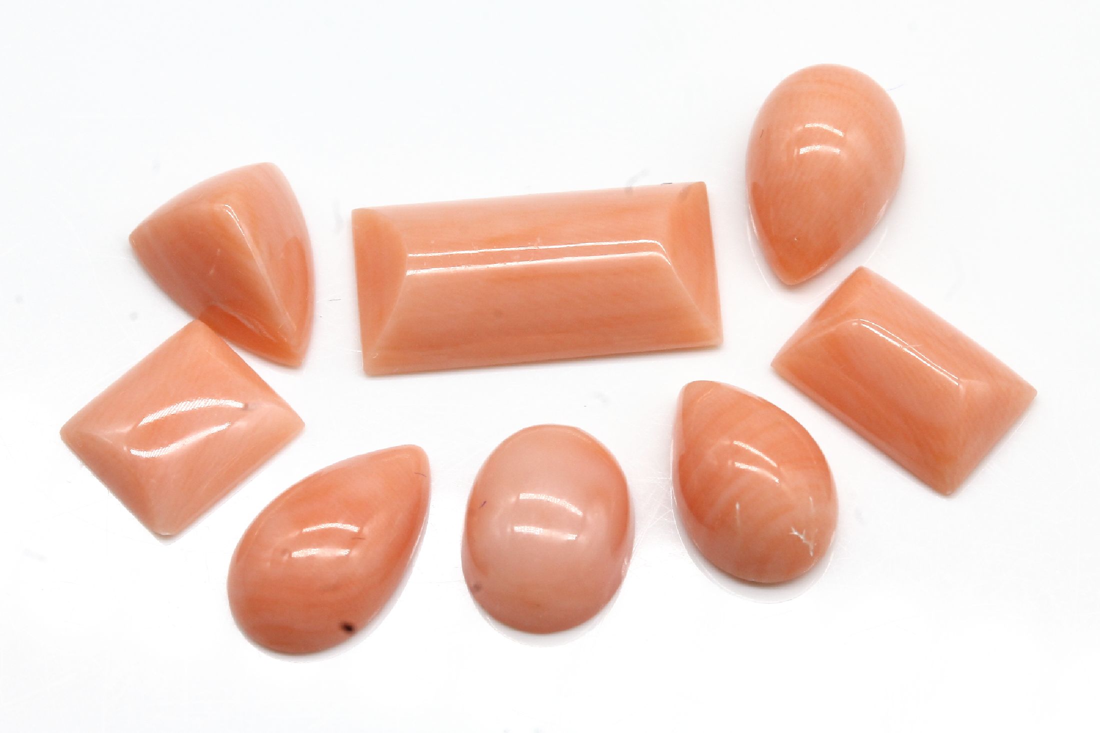 Lot 8 lose rosa Korallencabochons, zus. 23.17 ct, versch. Formen und Größen, Versand nur innerhalb der EU Länder möglich