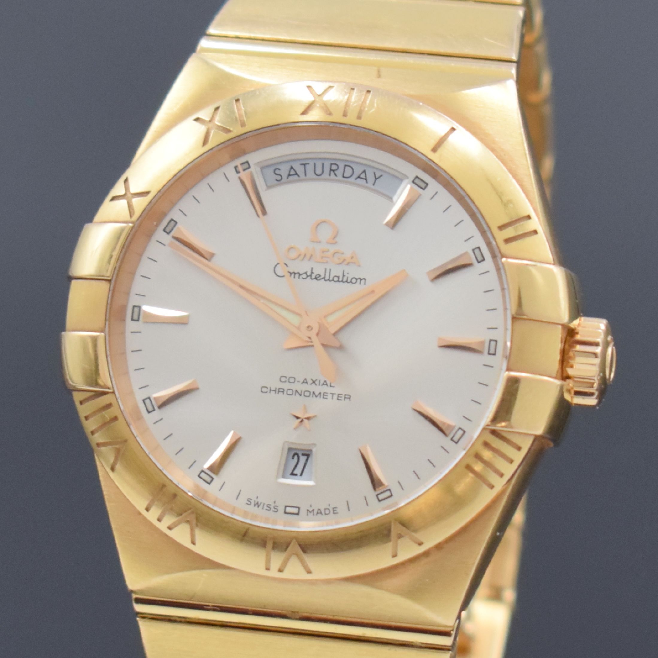 Detail a: OMEGA seltene Herrenarmbanduhr Constellation Co-Axial Chronometer in Roségold 750/000 mit Tag und Datum, Automatik, Schweiz um 2010, massives, ...