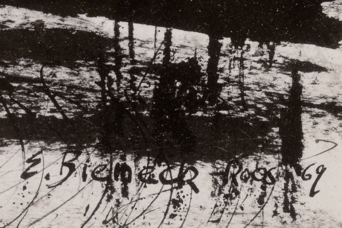 Detail a: Elisabeth Bieneck-Roos, 1925 Münsingen - 2017 Mannheim, Radierung, Industriehafen Mannheim, datiert 1969, im Druck signiert, unter Glas 90 x 74 cm, ...